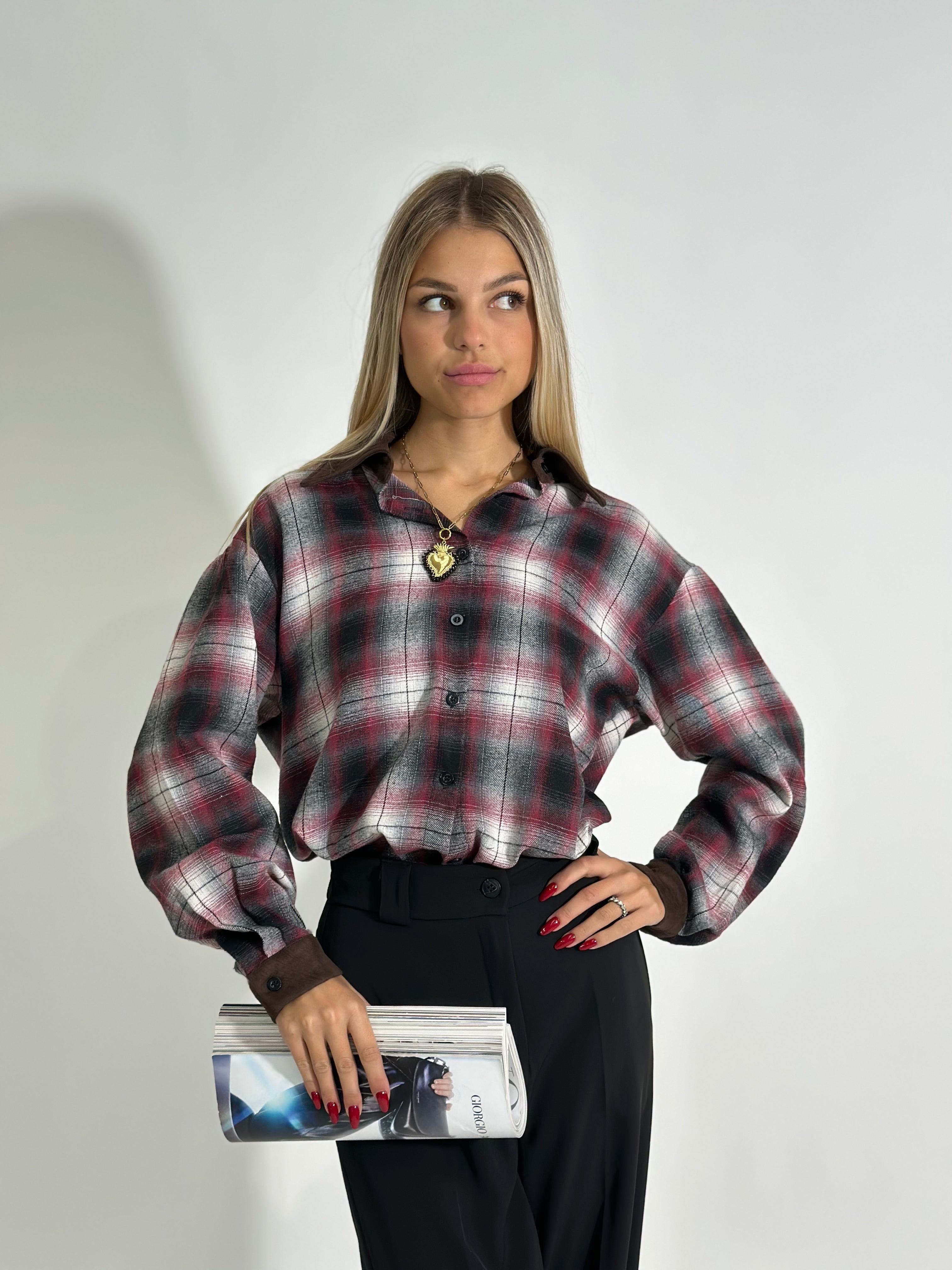 Camicia Check K909 BURGUNDY