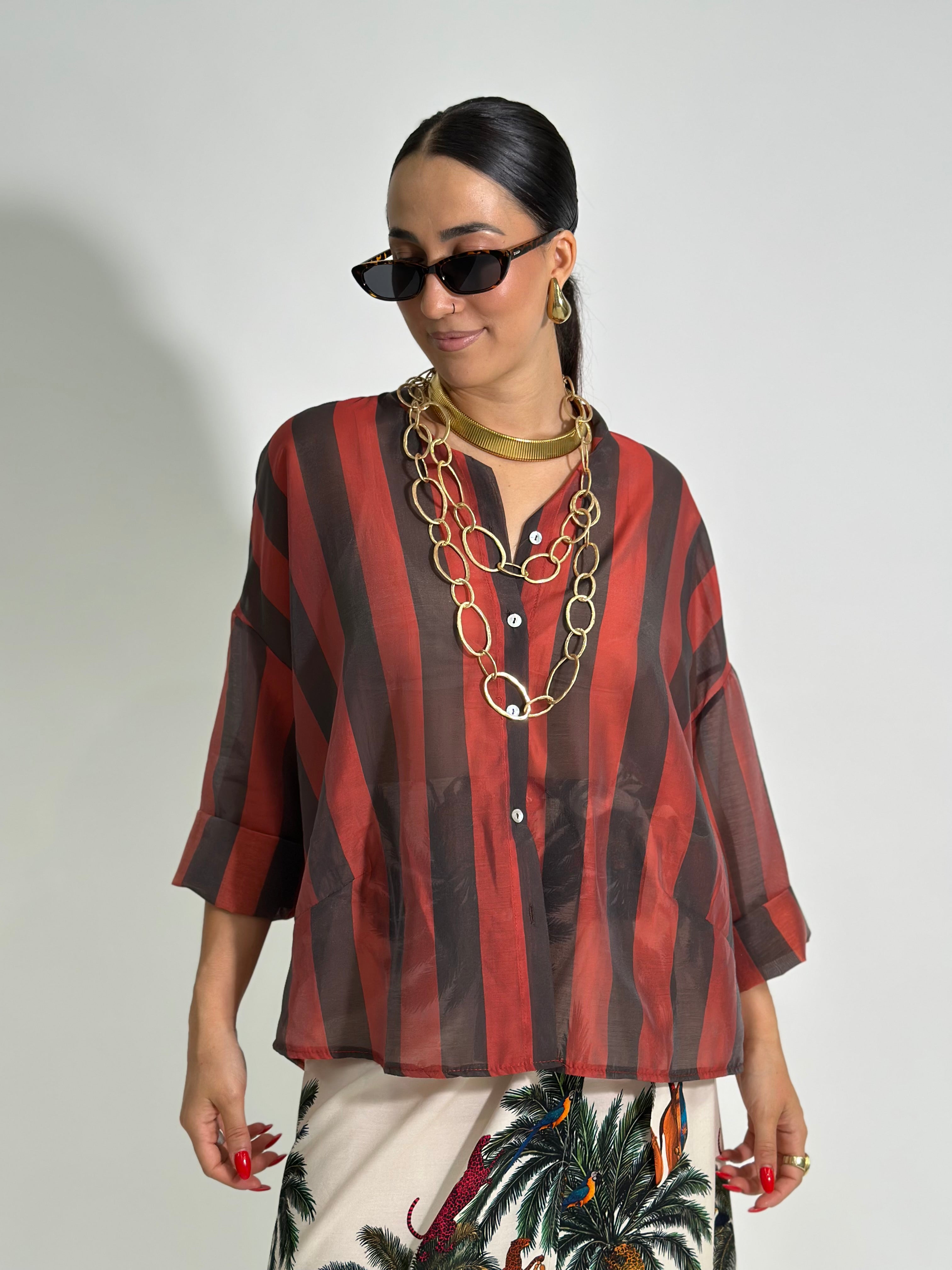 Camicia riga 21504 MATTONE