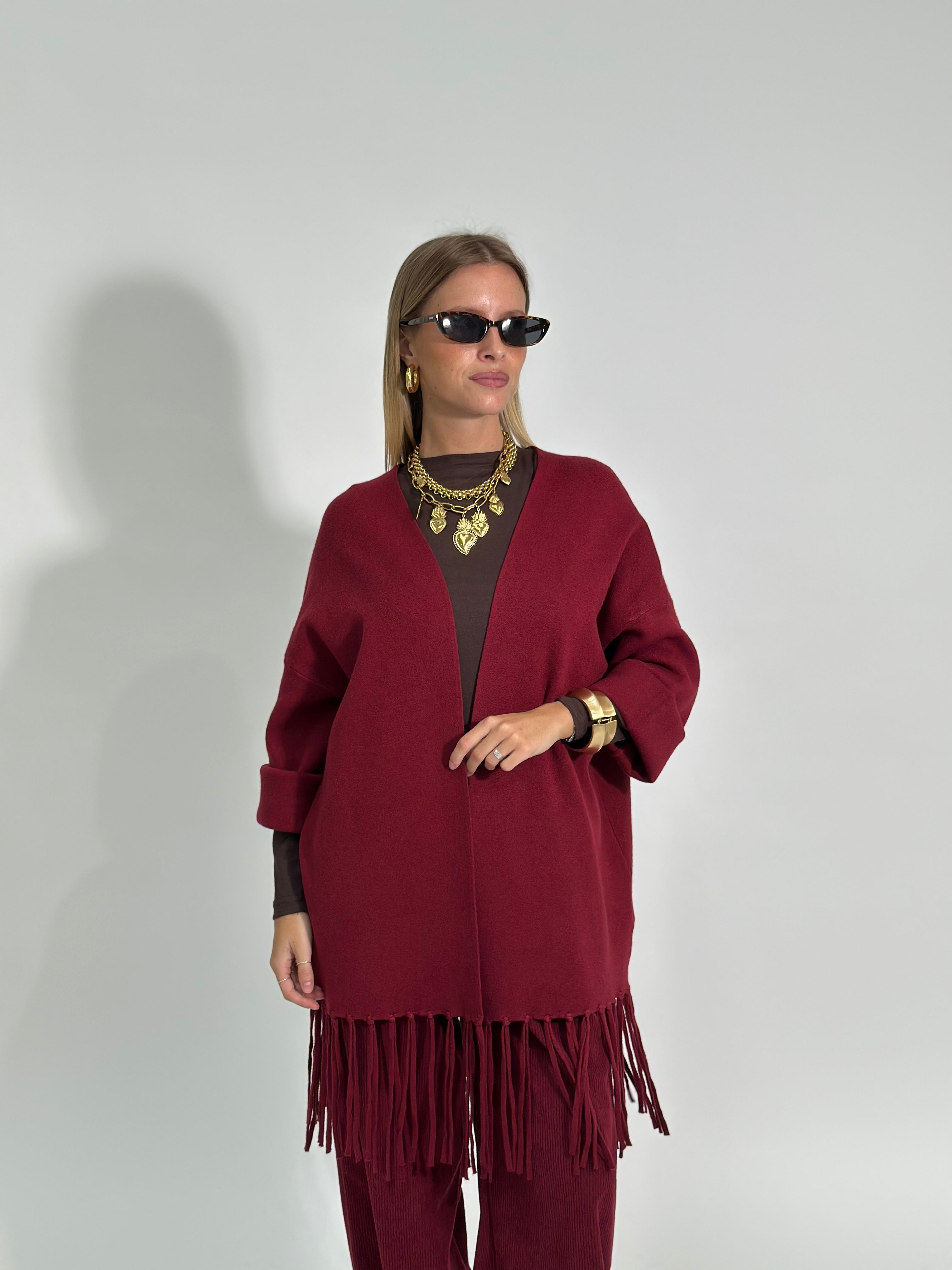 Cardigan frange DL7296 BURGUNDY