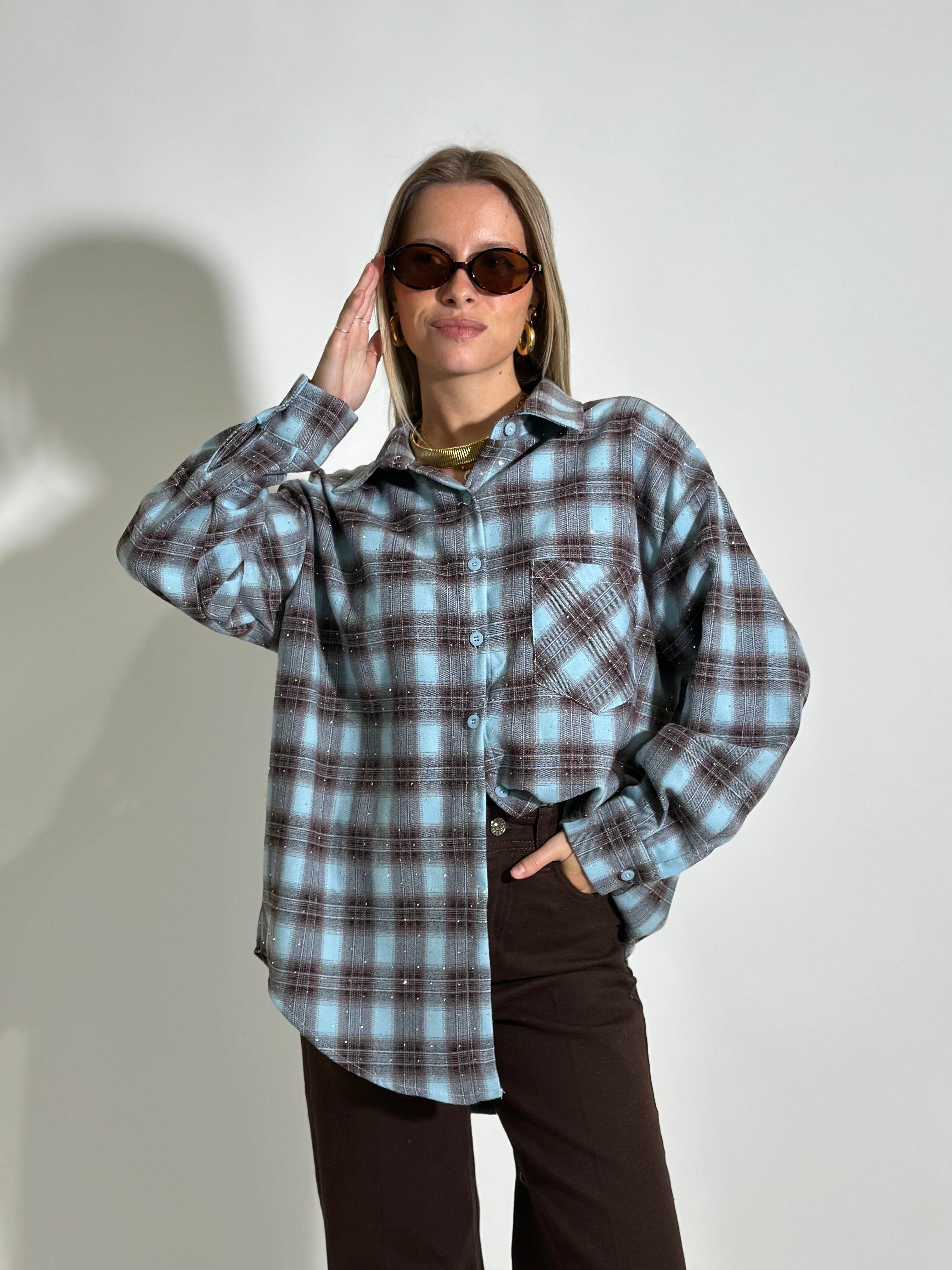 Camicia quadri strass 19108