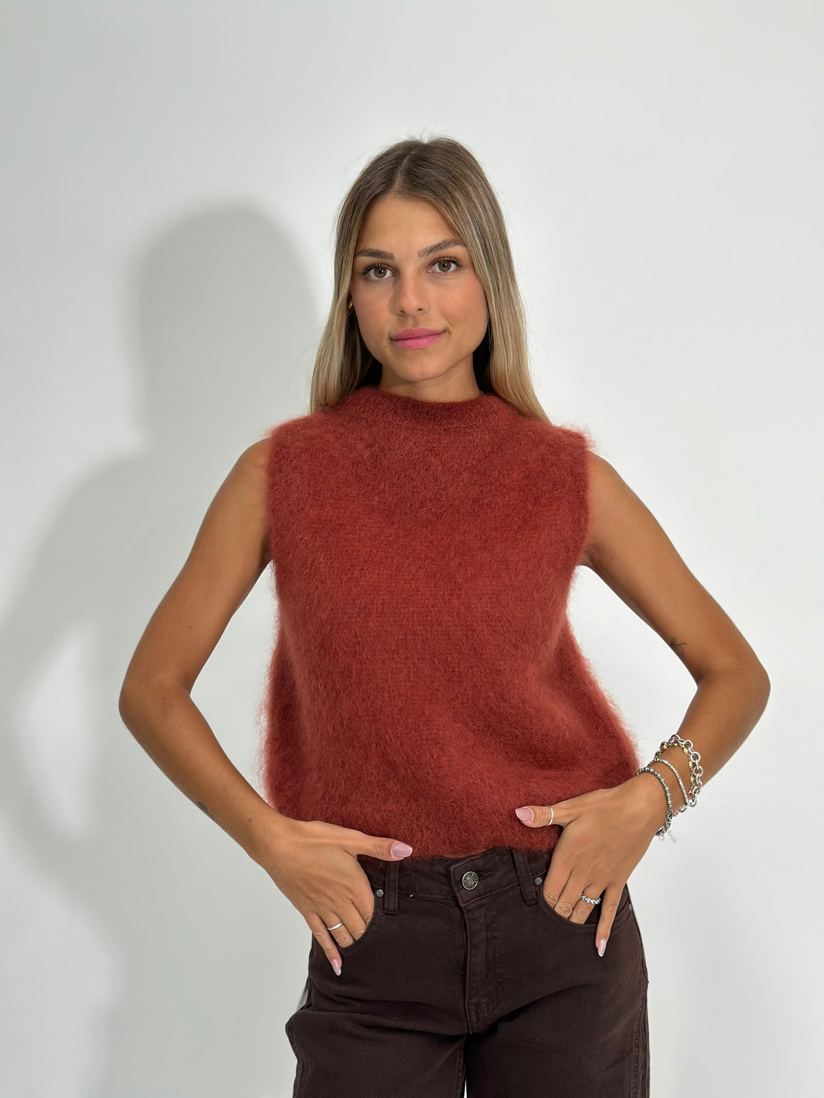 Gilet smanicato kid mohair 23121