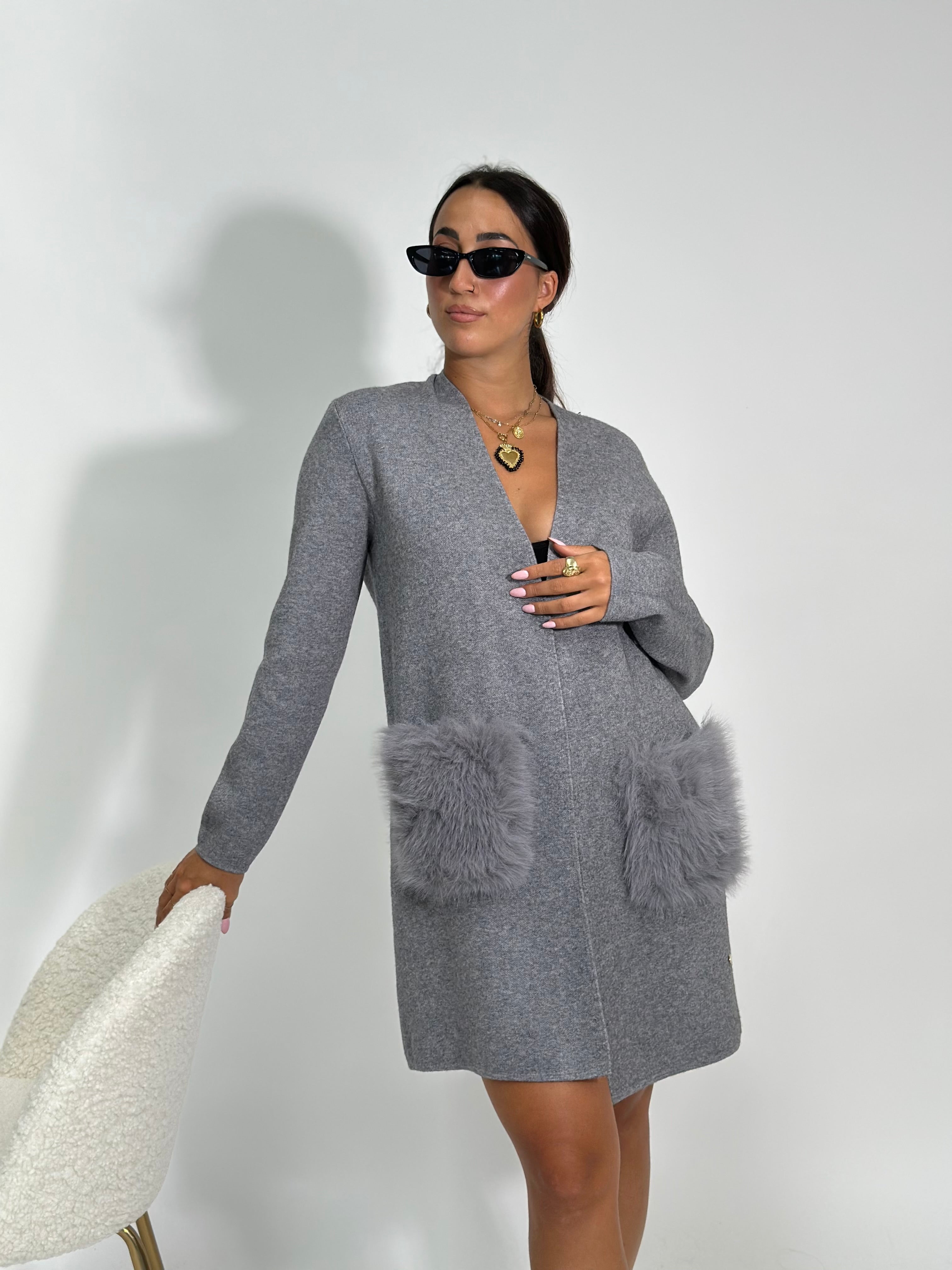 Cardigan tasche 60669 GRIGIO