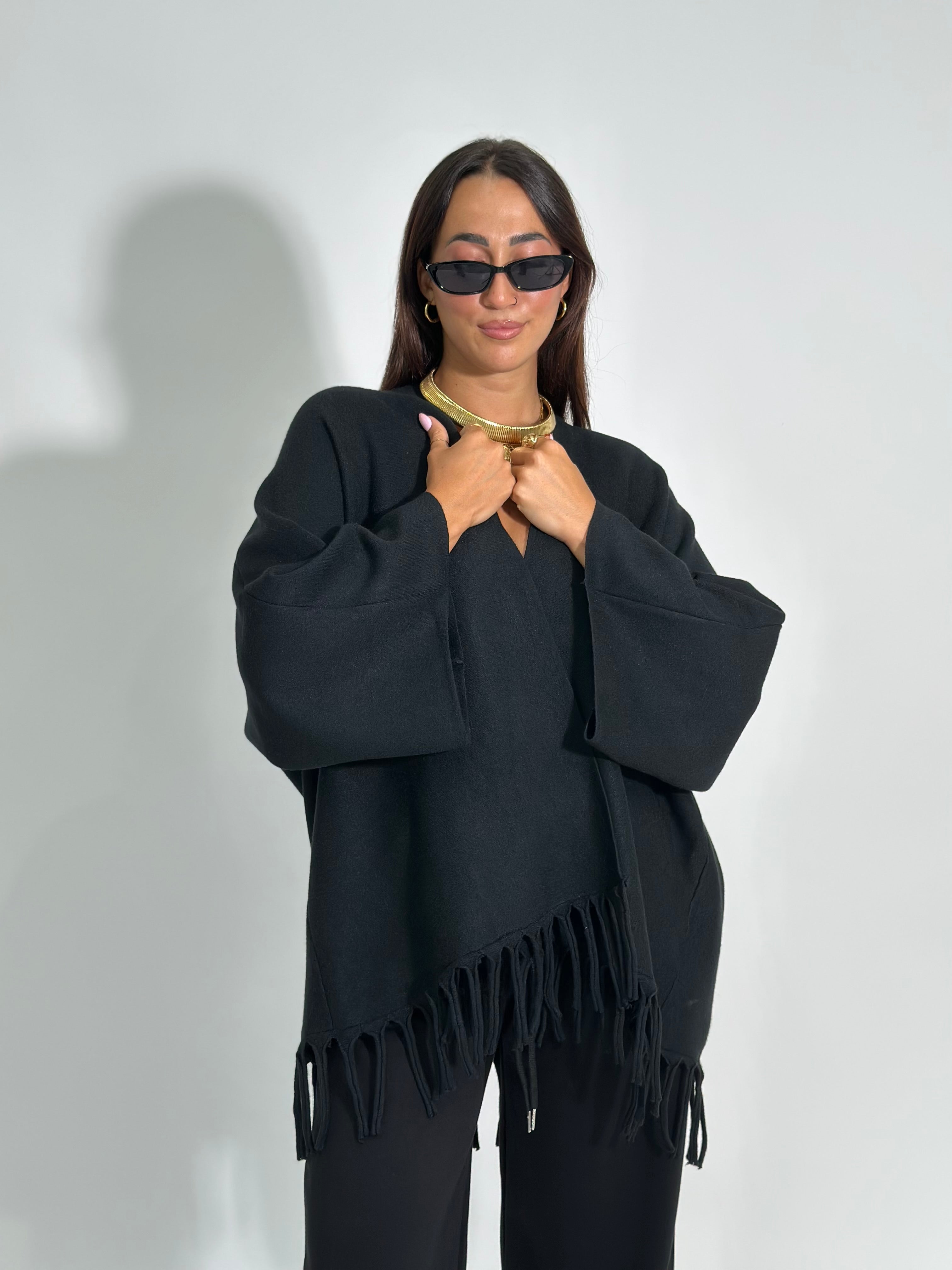 Cardigan frange 28109 NERO