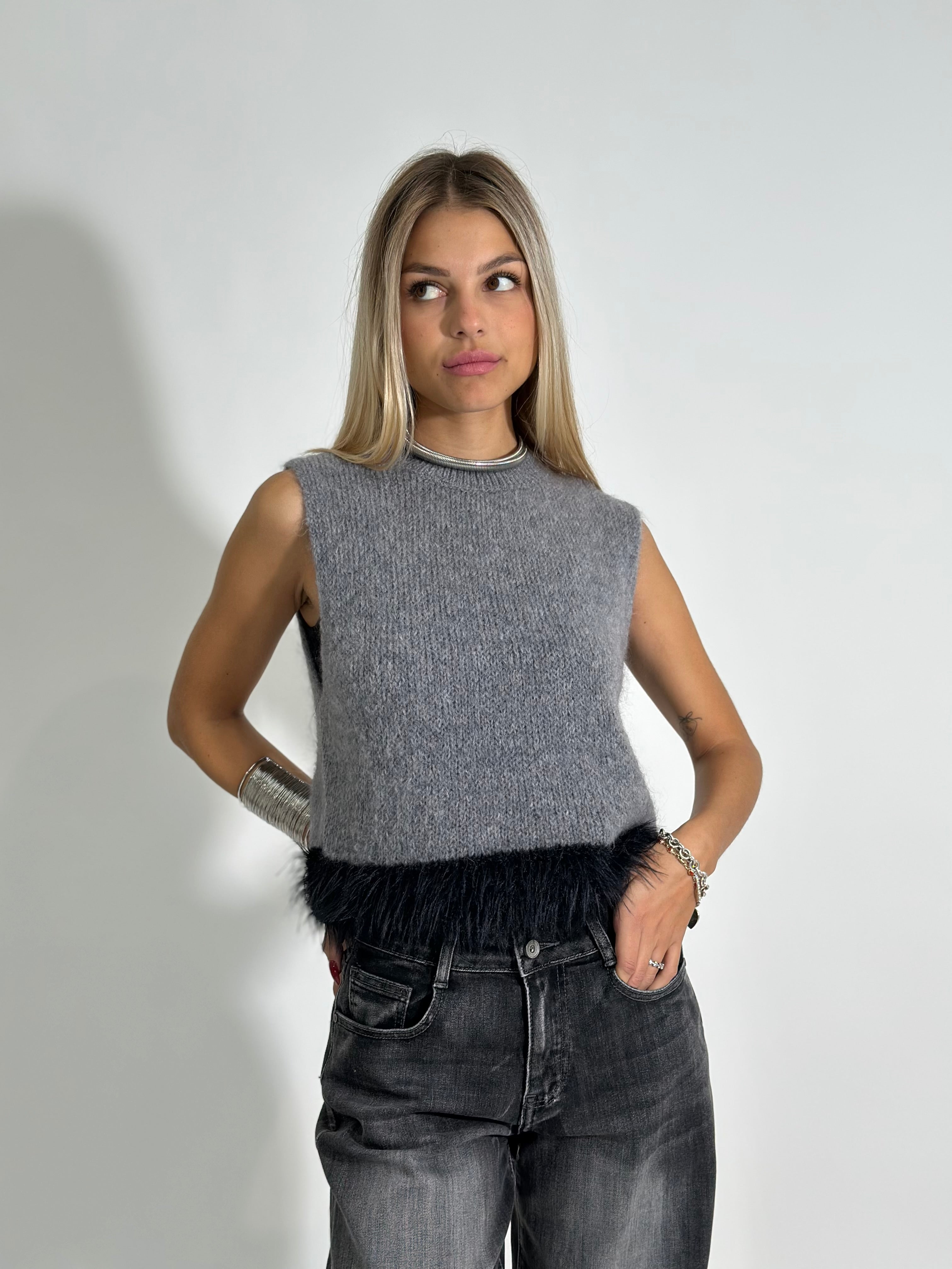 Gilet Fluffy 5180 GRIGIO
