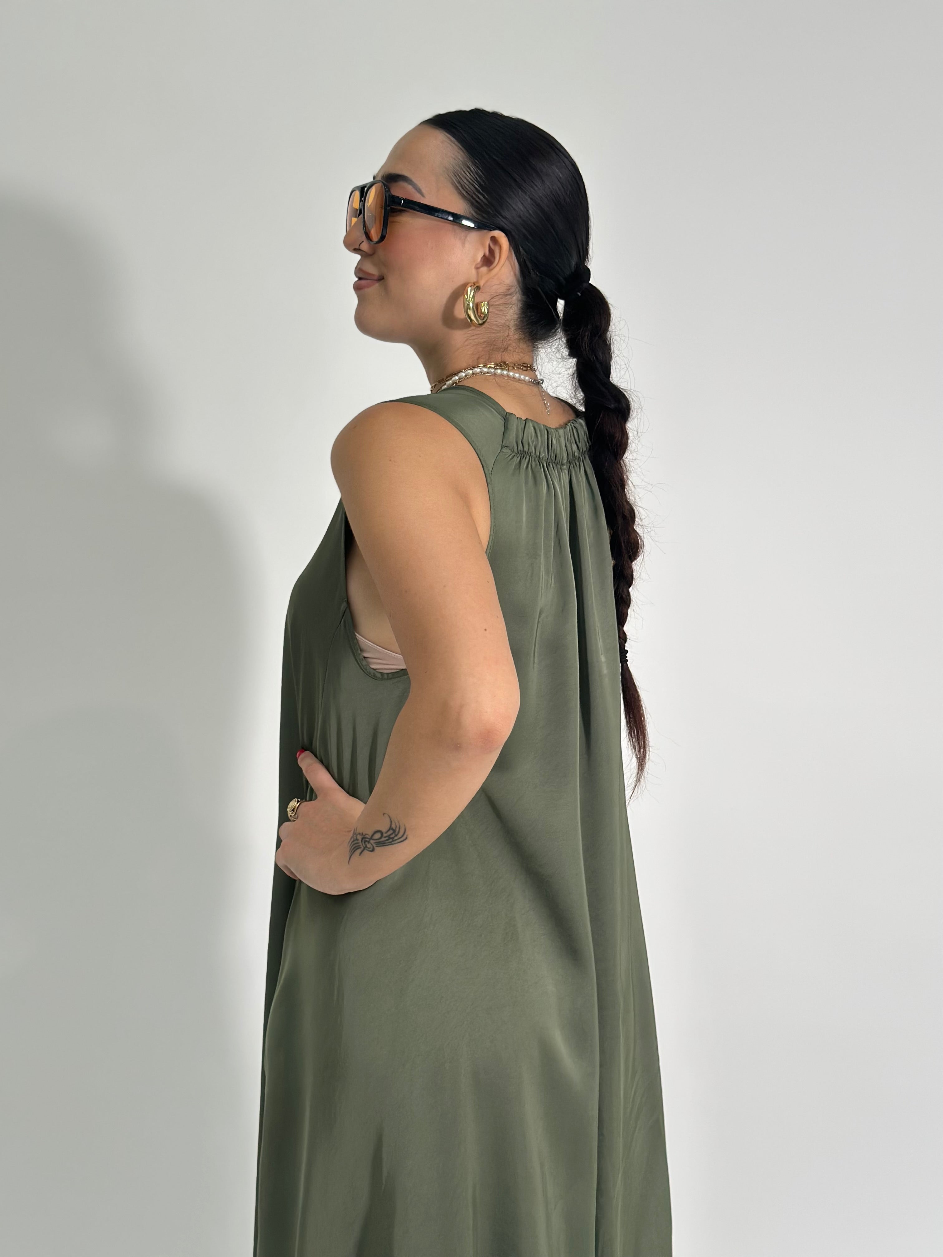Abito satin 9438 VERDE