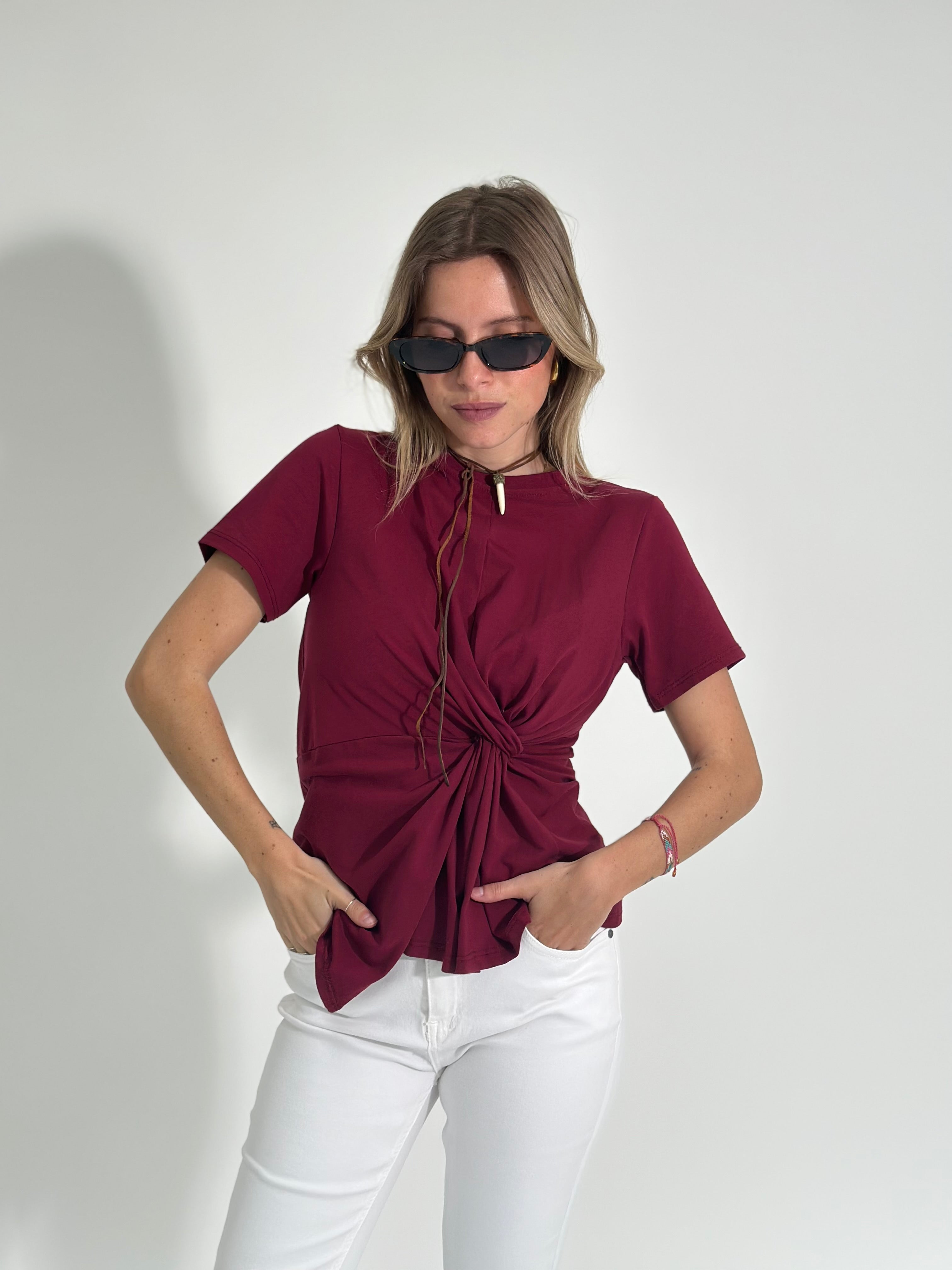 Maglia nodo slim MM264 BORDO'