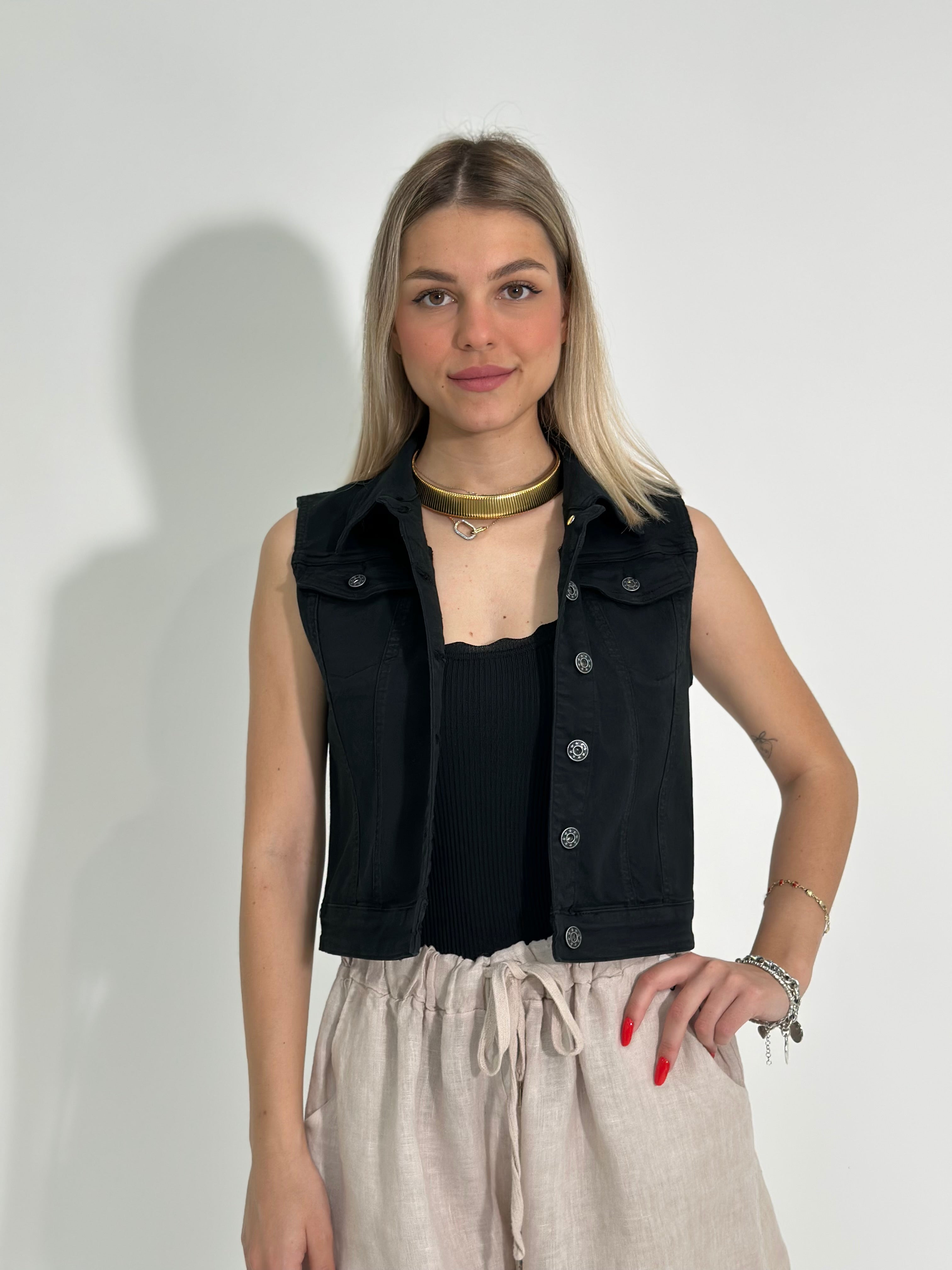 Gilet denim 9609-NERO