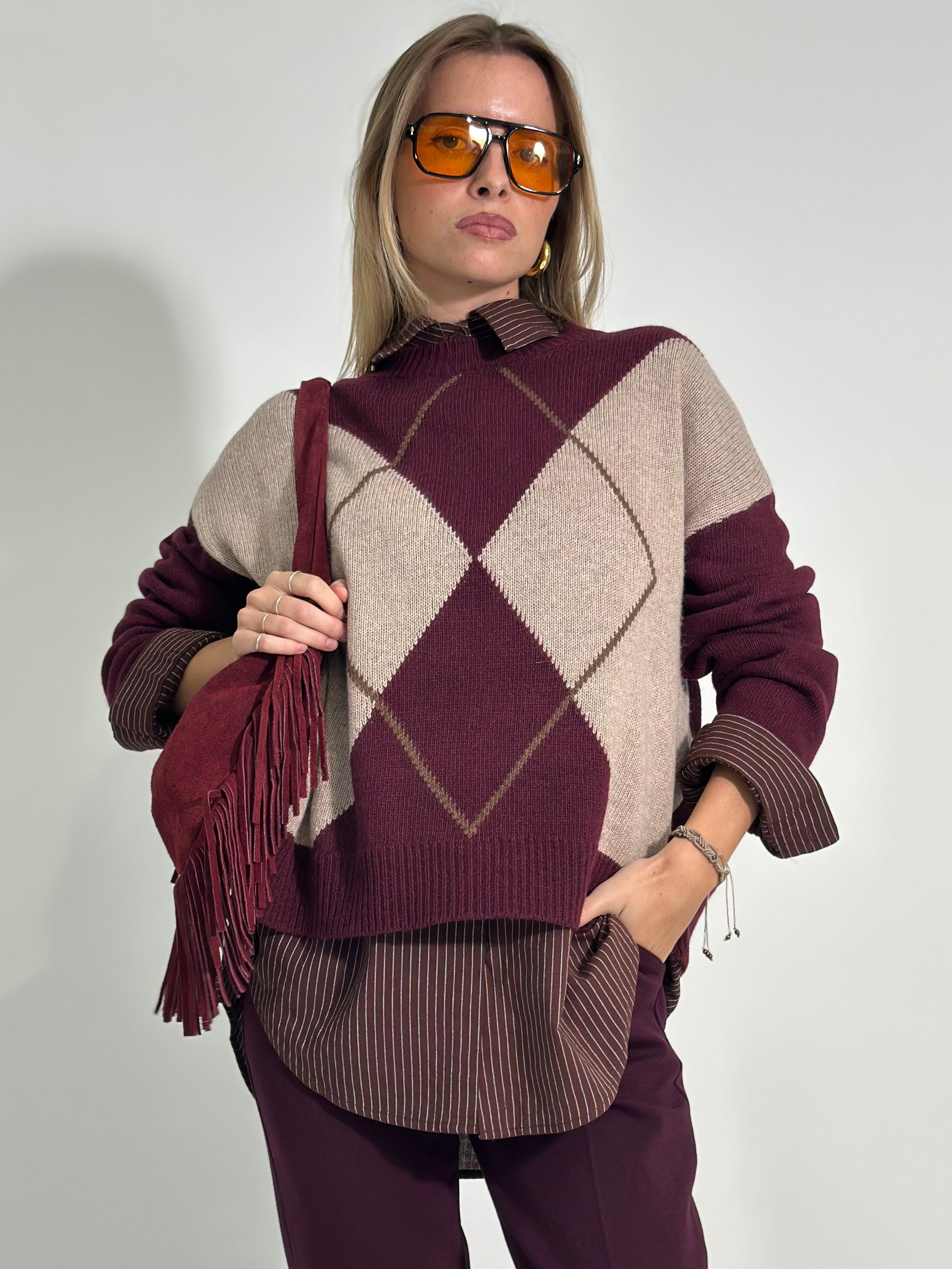 Maglia geo 6665 BURGUNDY