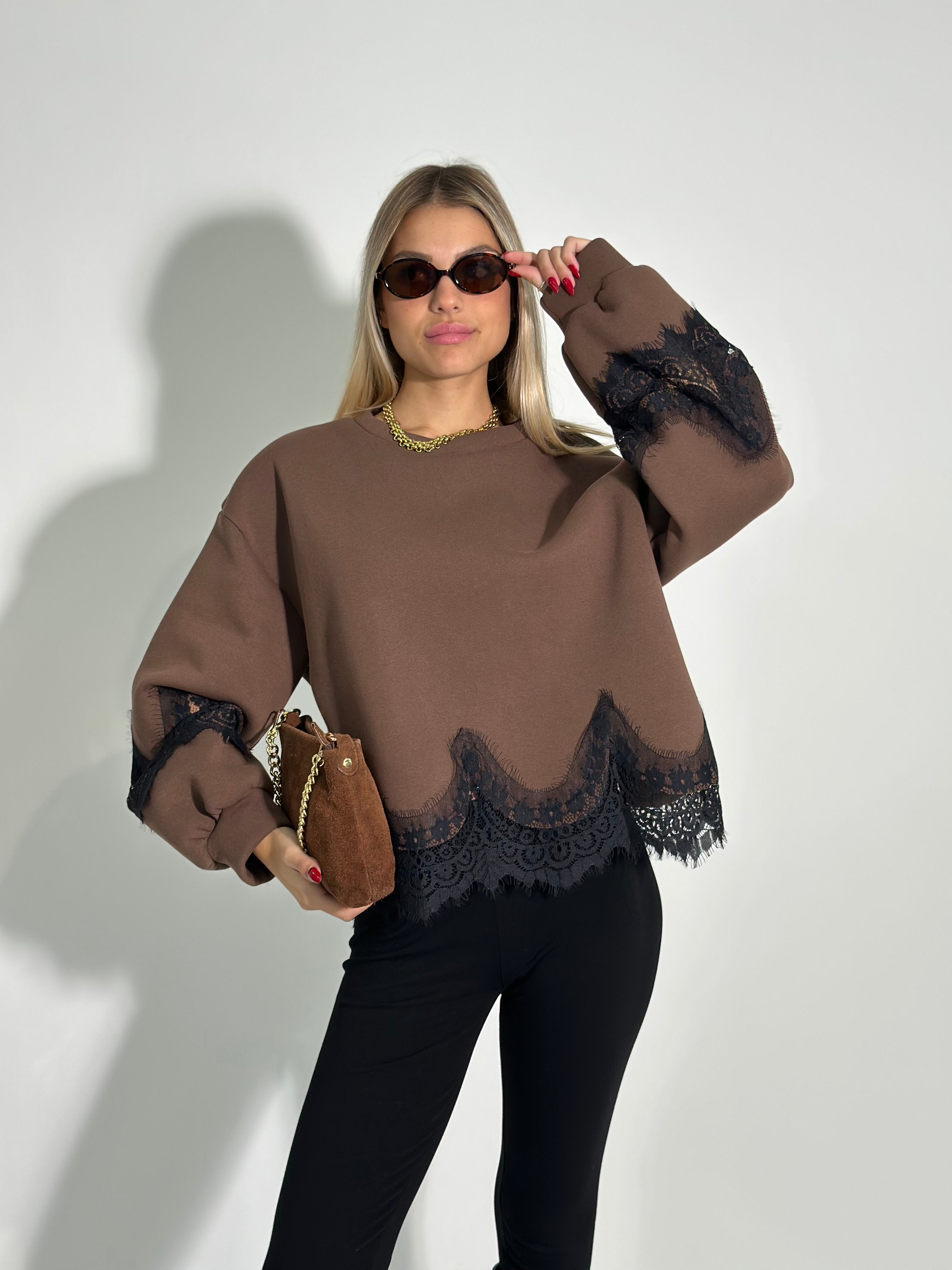 Felpa pizzo 9713 MORO