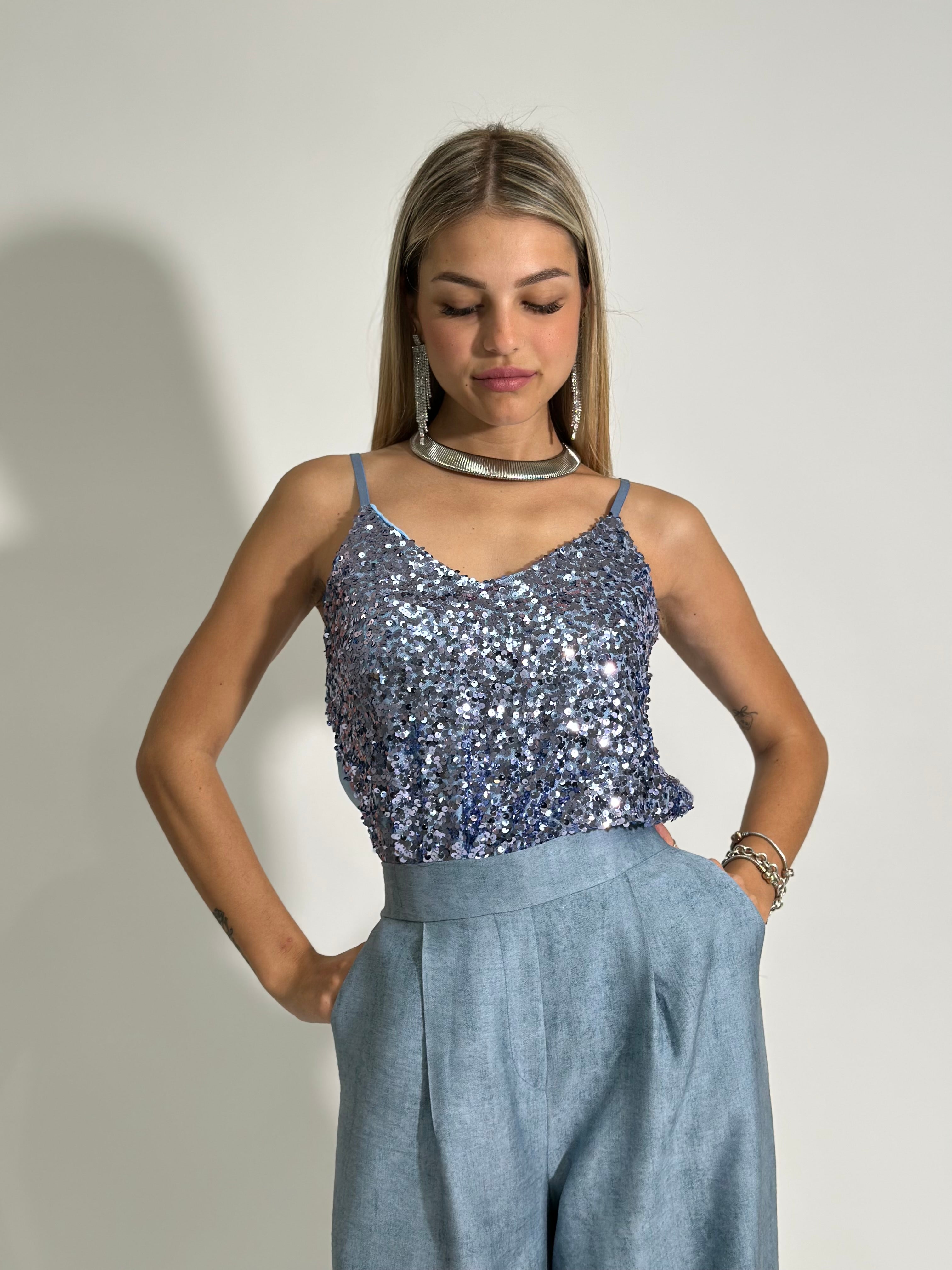 Top Paillettes 780 AZZURRO