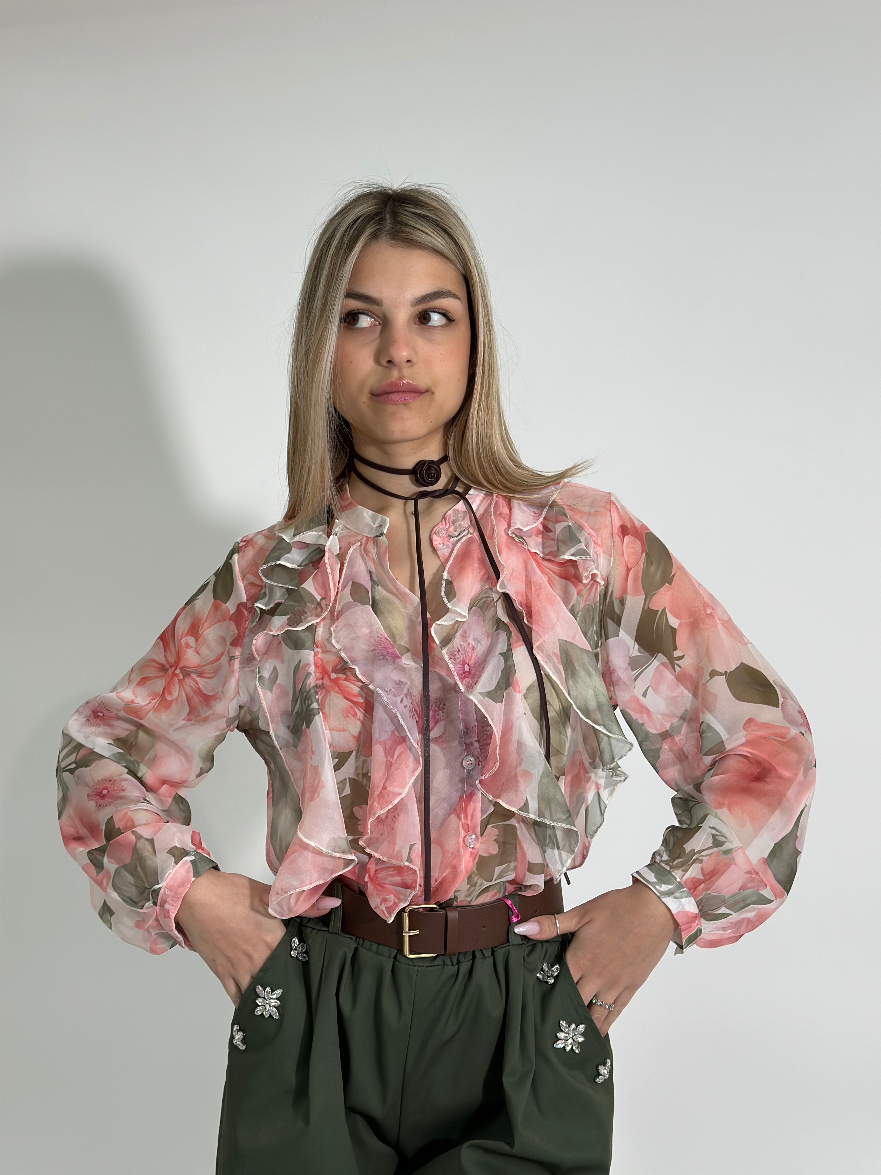 Camicia fiori 3692 ROSA