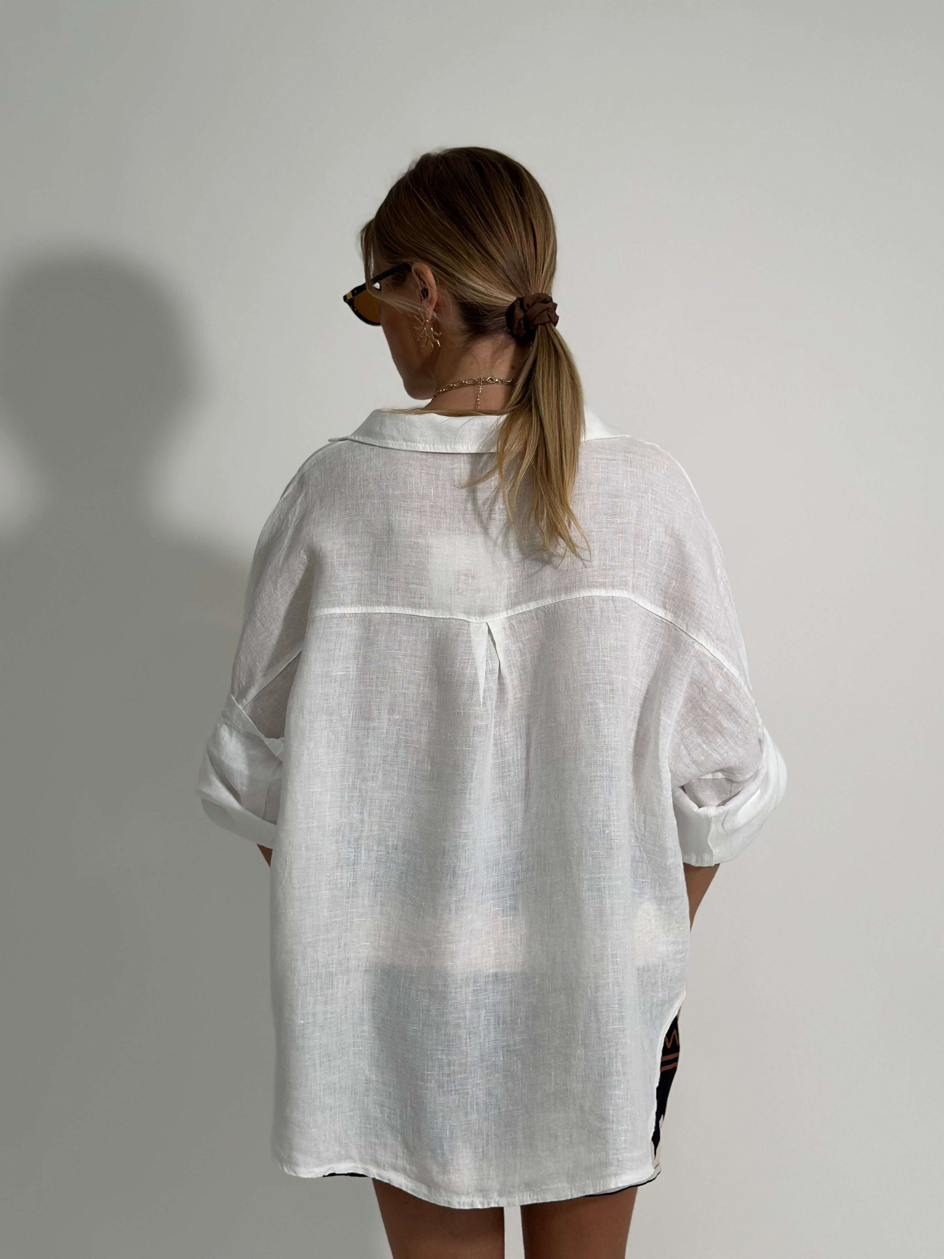 Camicia lino over 89303 BIANCO