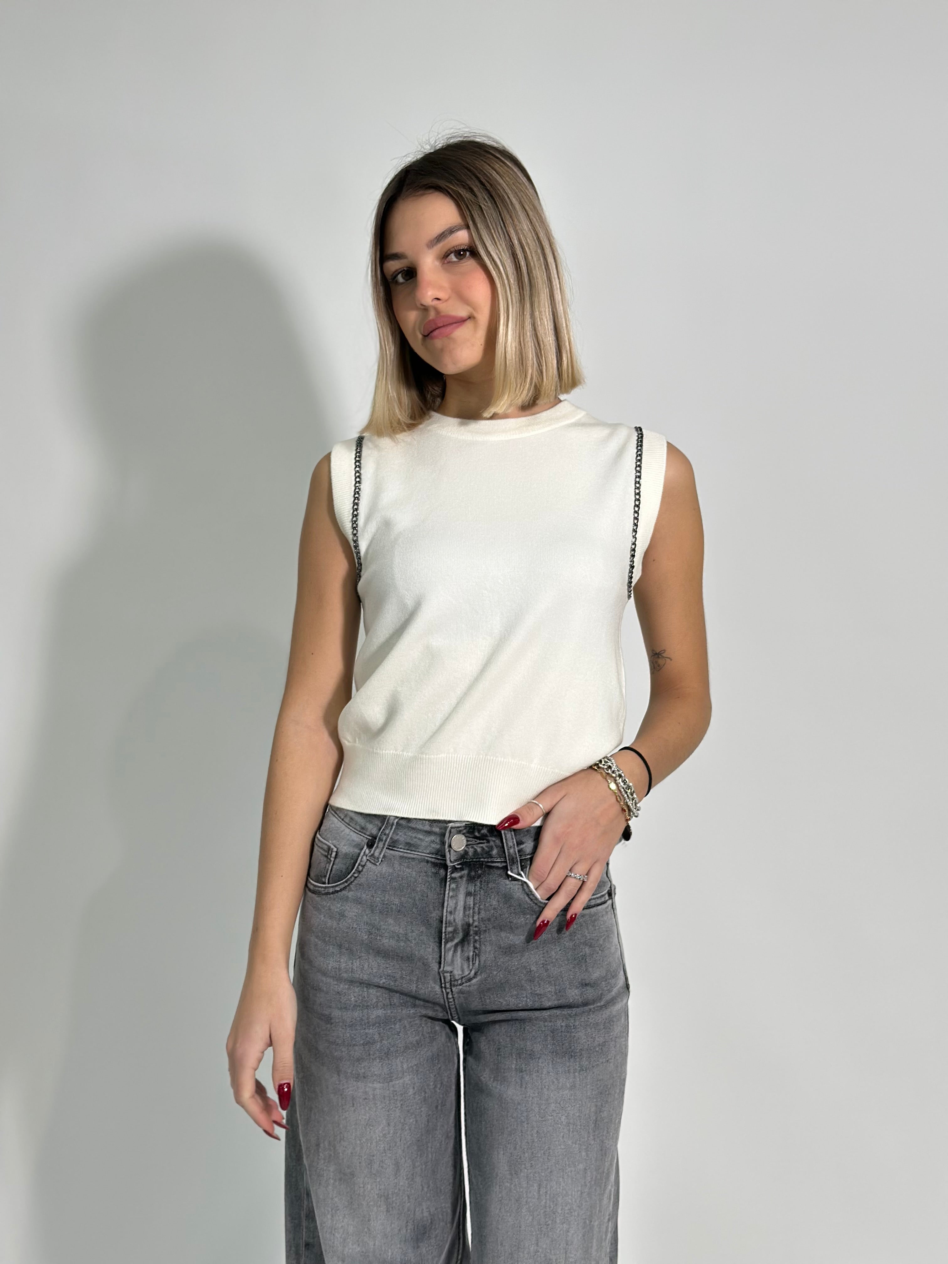 Maglia gilet 9657 PANNA