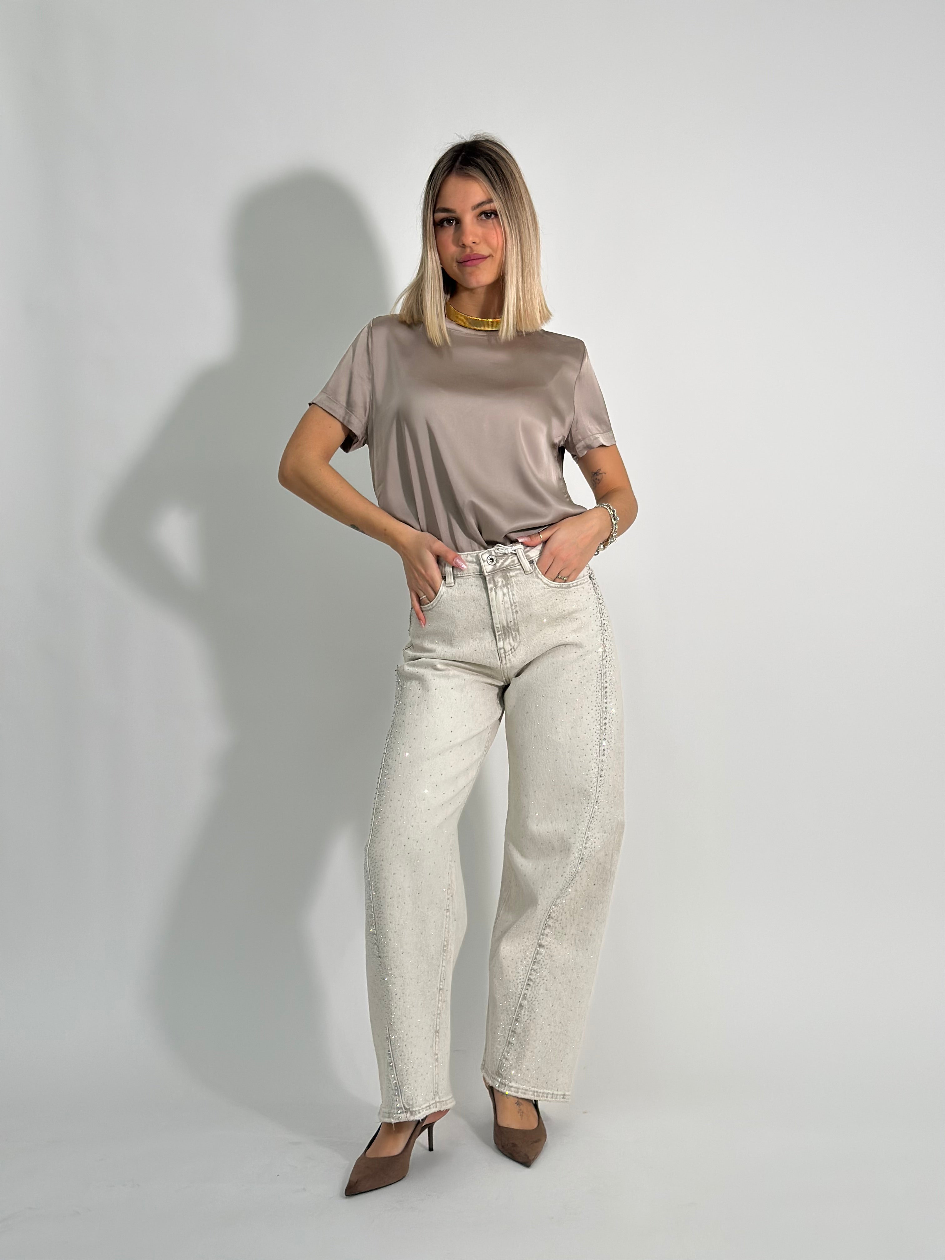 Jeans baloon borchie 5113 sabbia