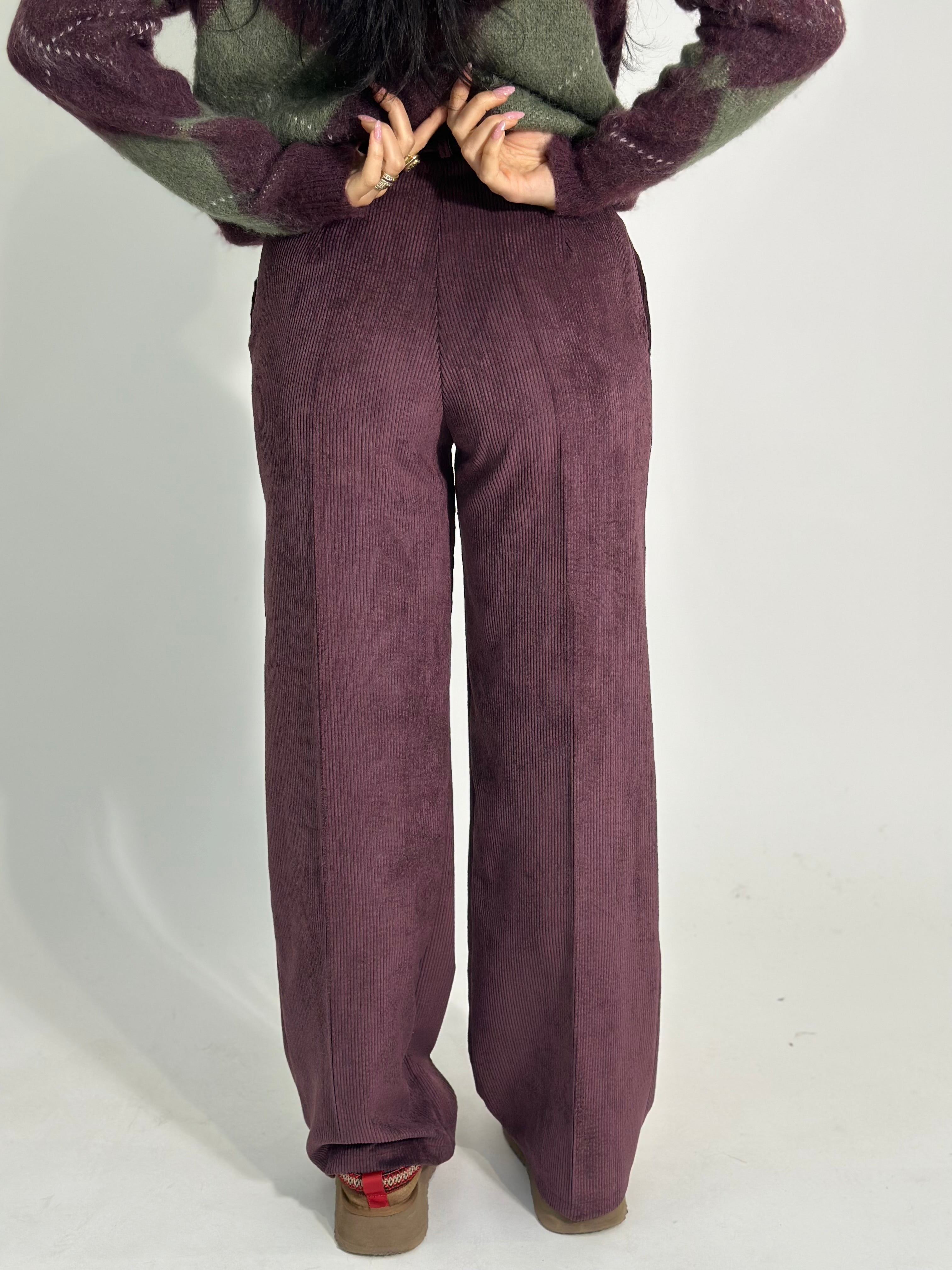 Pantalone velluto 7016 BURGUNDY