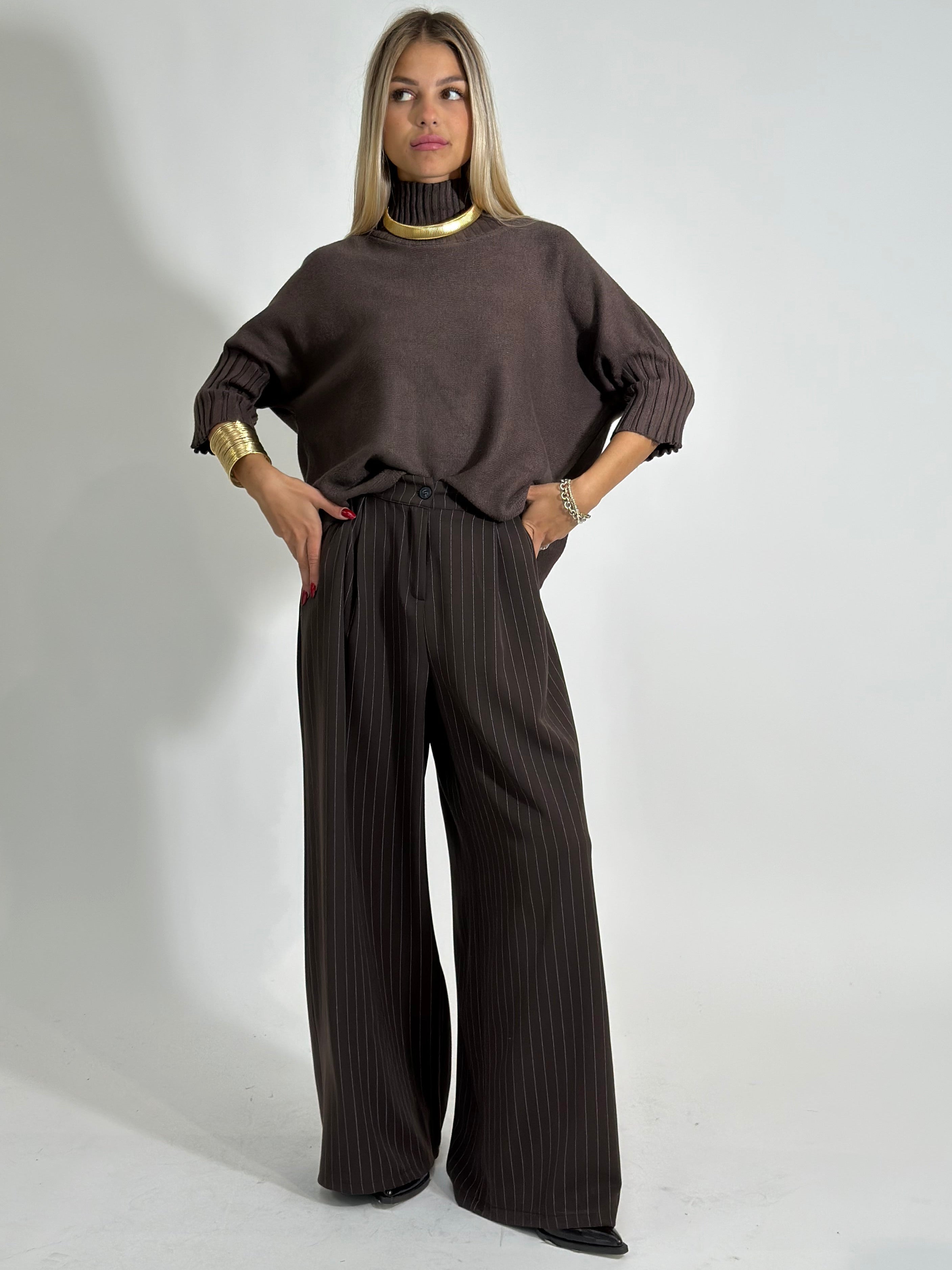 Pantalone gessato 7158 MORO