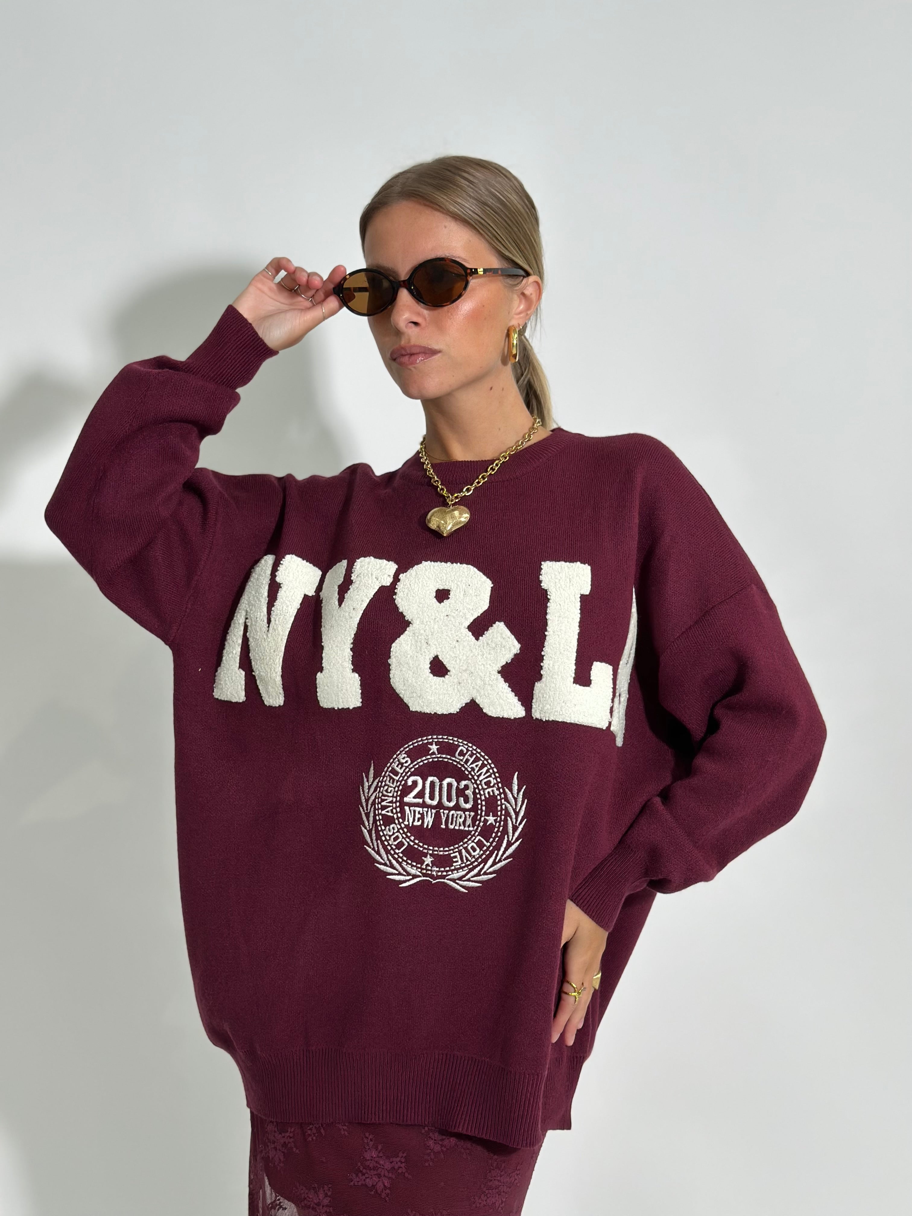 Maglia NY S11127 BORDO'