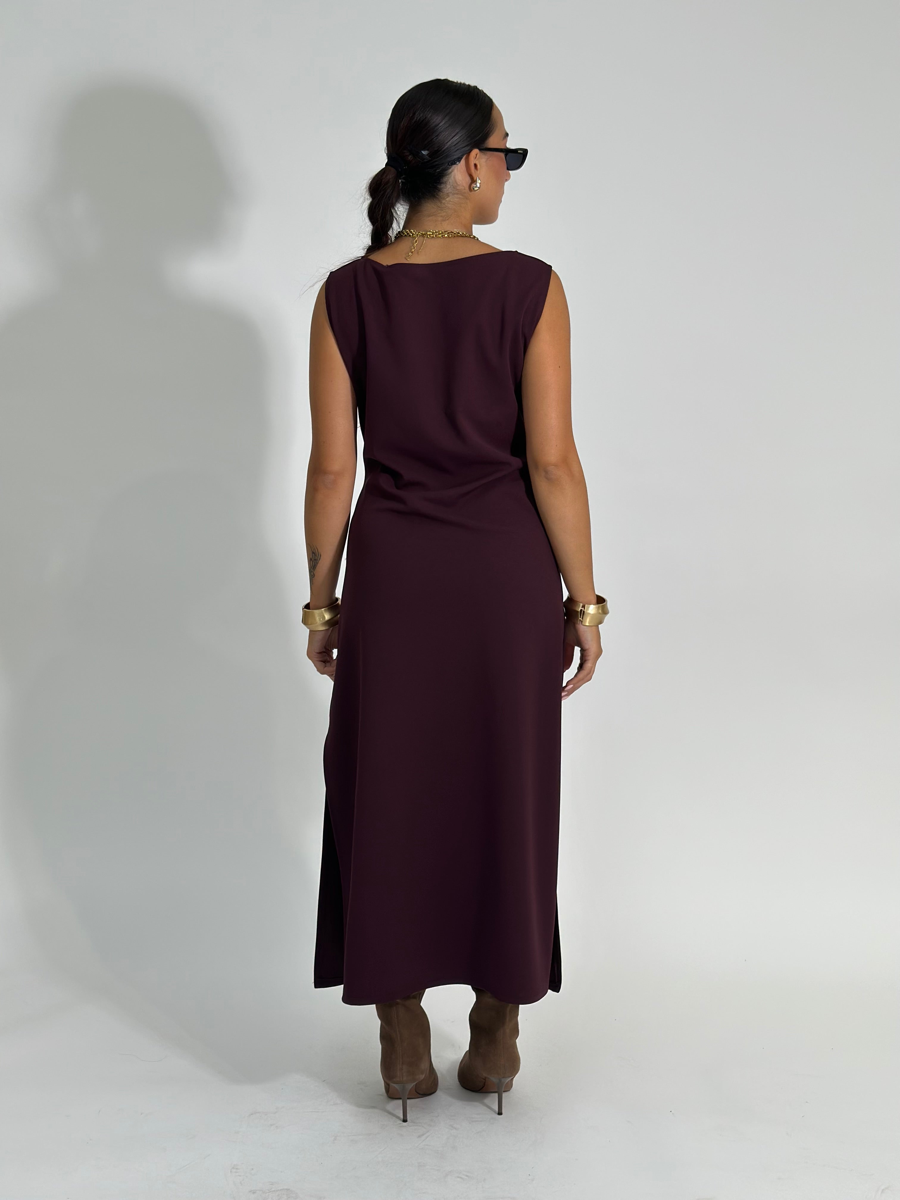 Abito drappeggio 69225 BURGUNDY