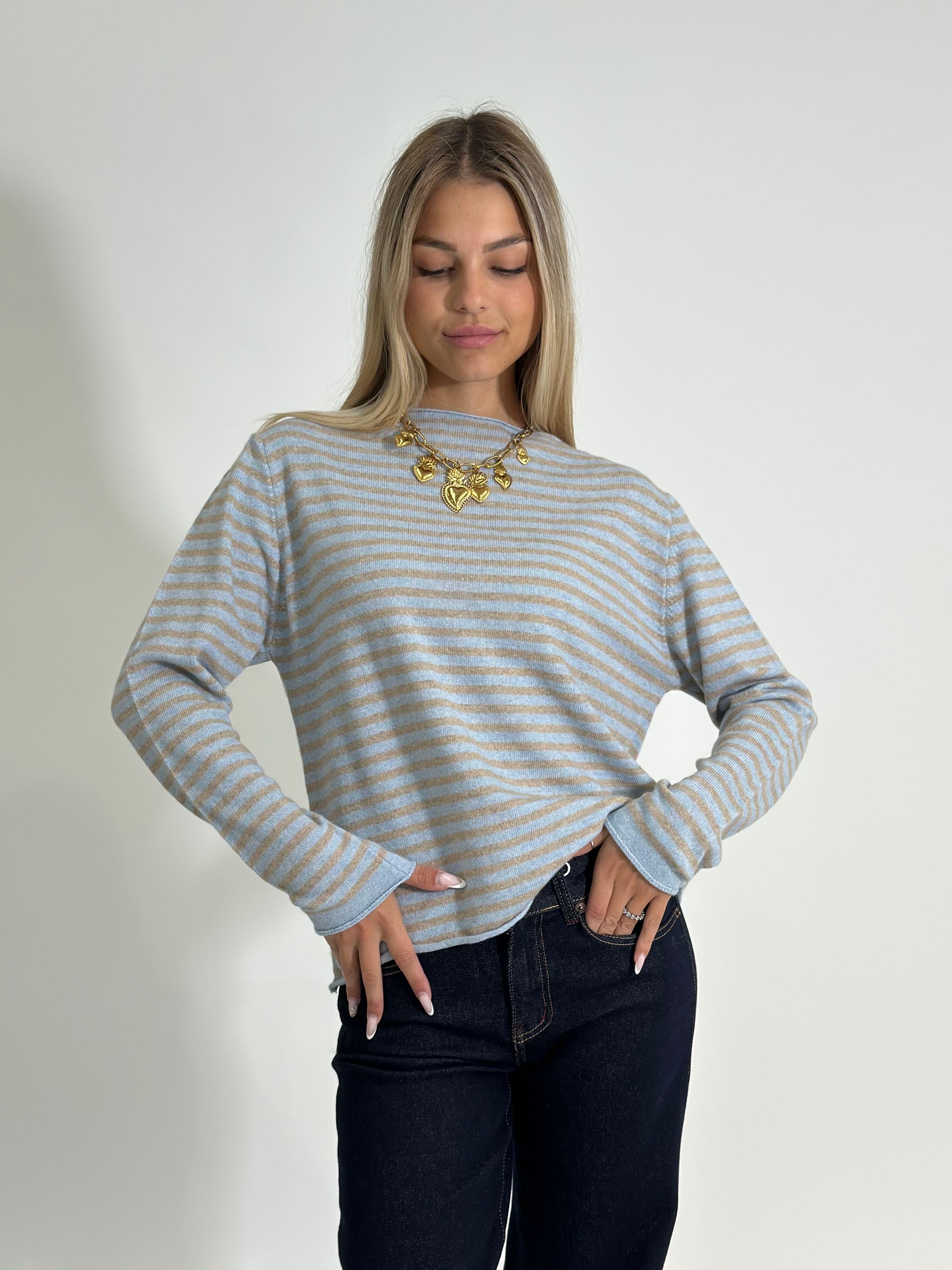 Maglia cashmere blend 6631 AZZURRO