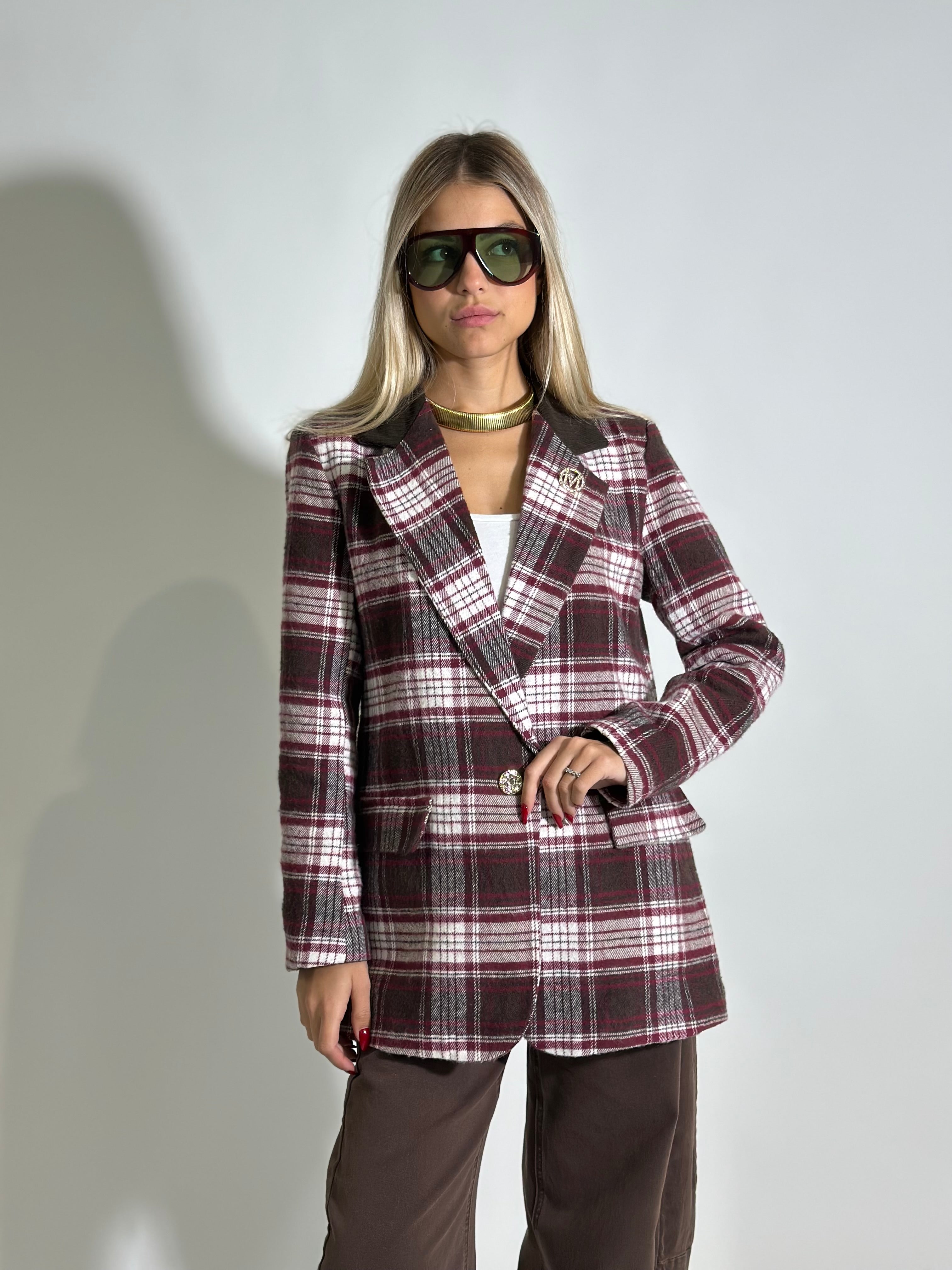 Giacca quadri 211026 BURGUNDY