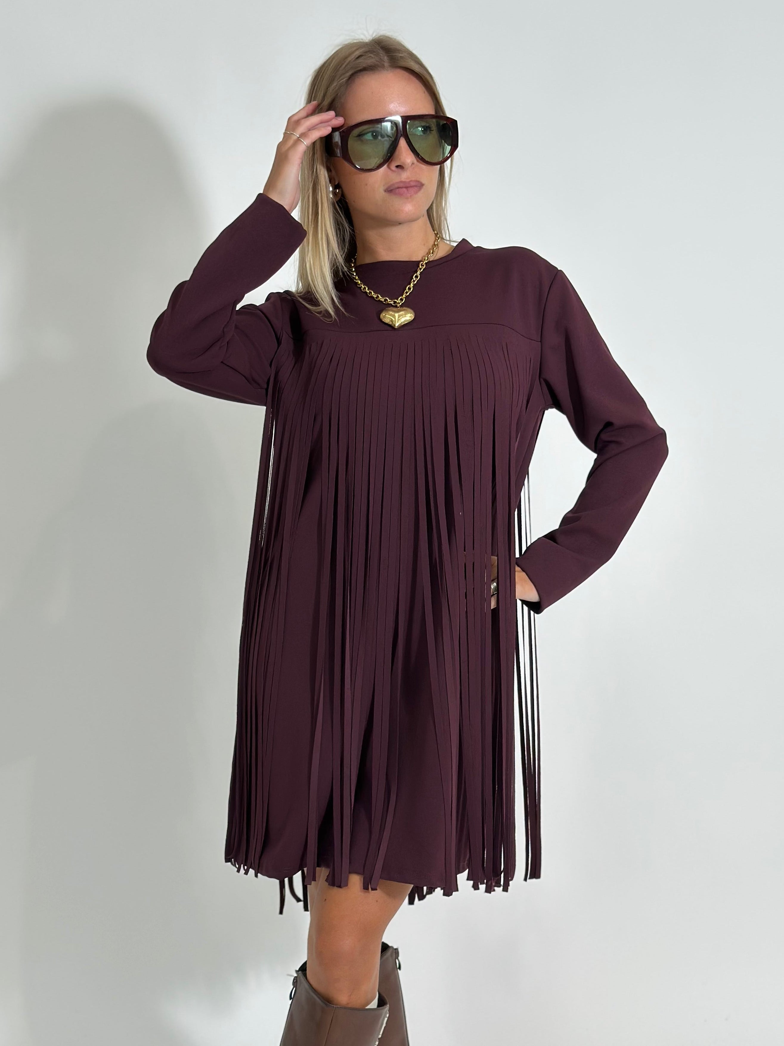 Abito frange 55808 BURGUNDY