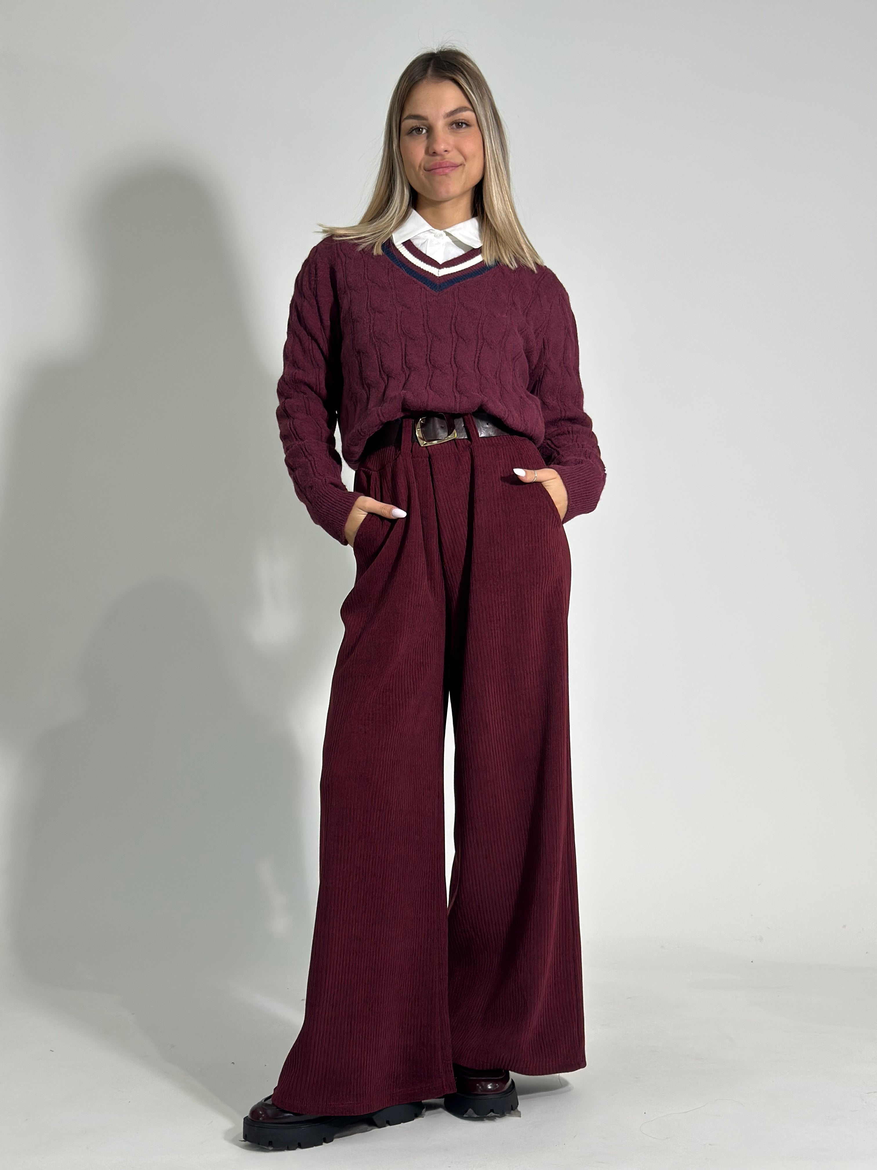 Pantalone costina 6156 BURGUNDY