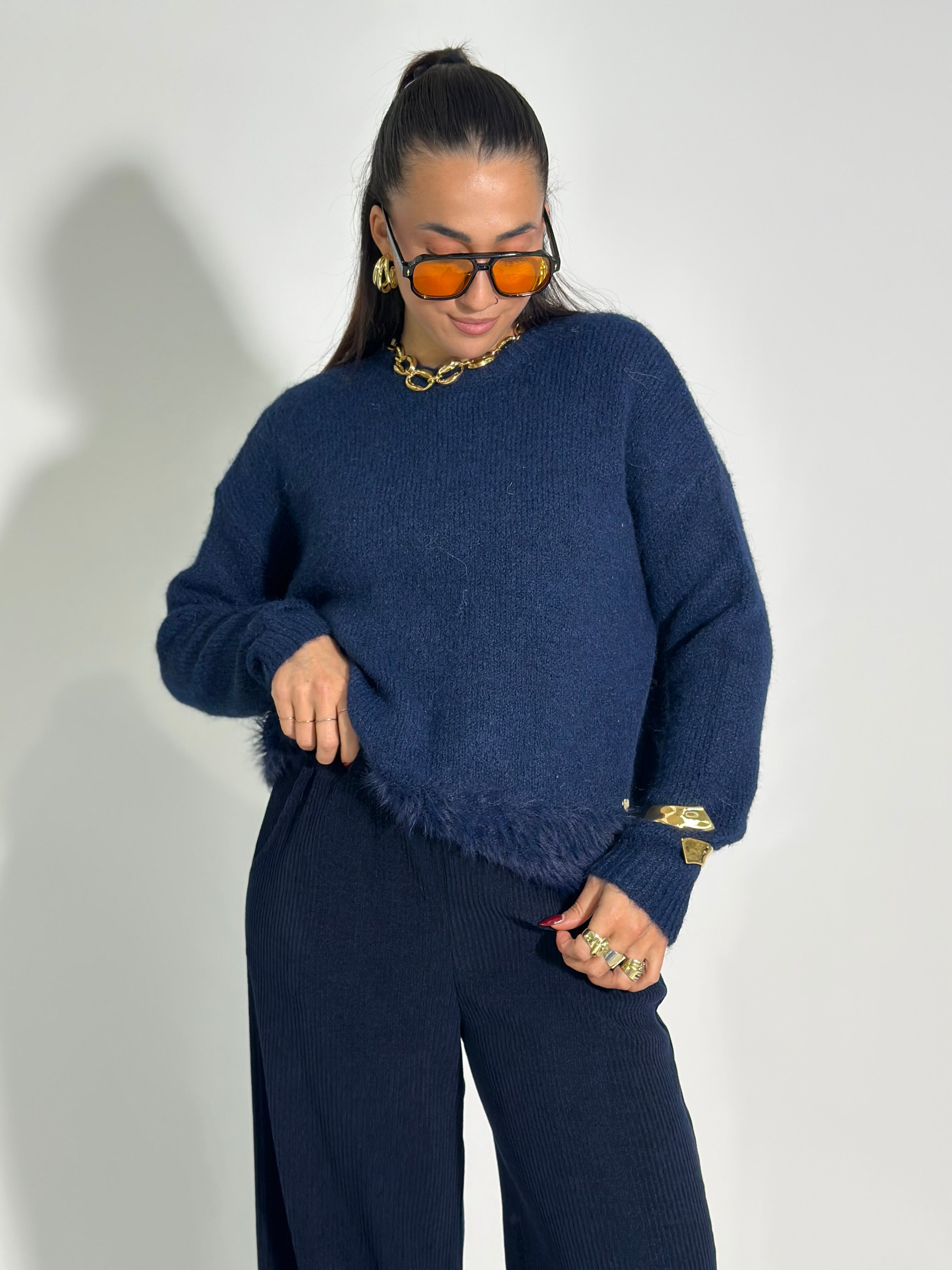 Maglia mohair J28133 BLU