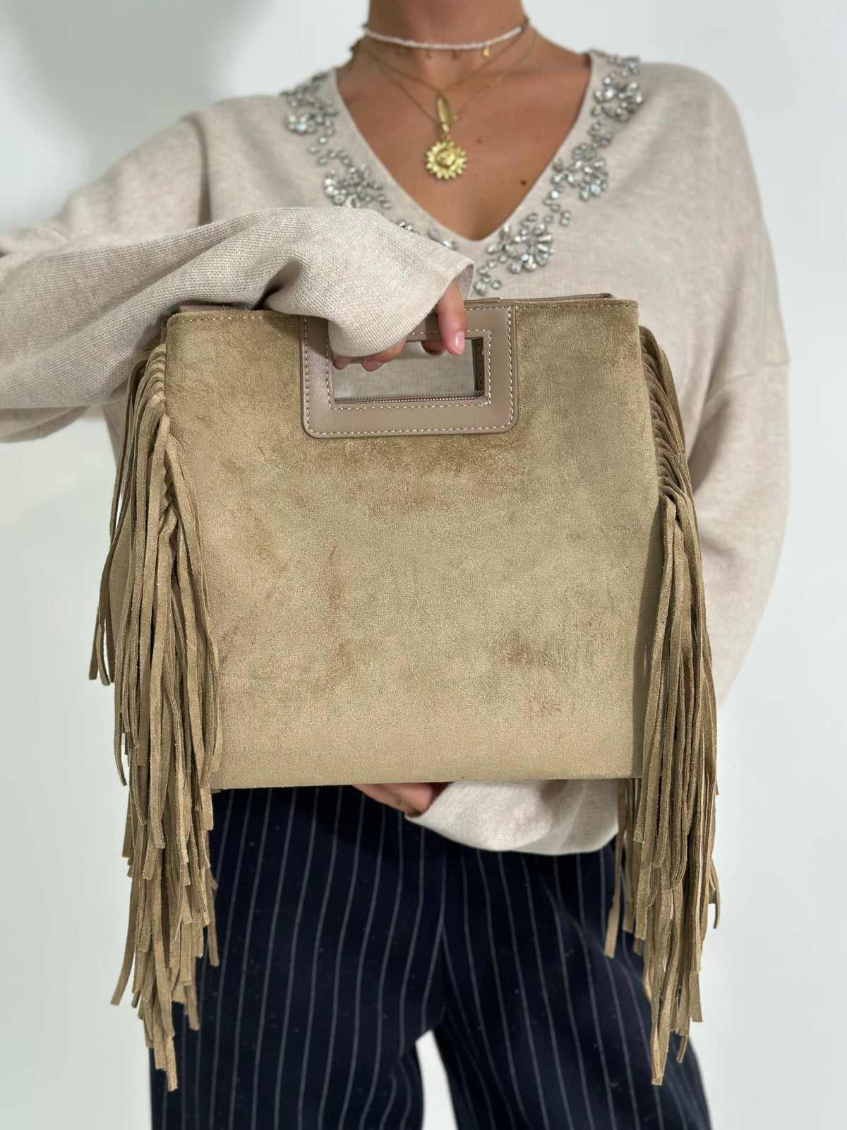 Borsa frange 1836 KHAKI