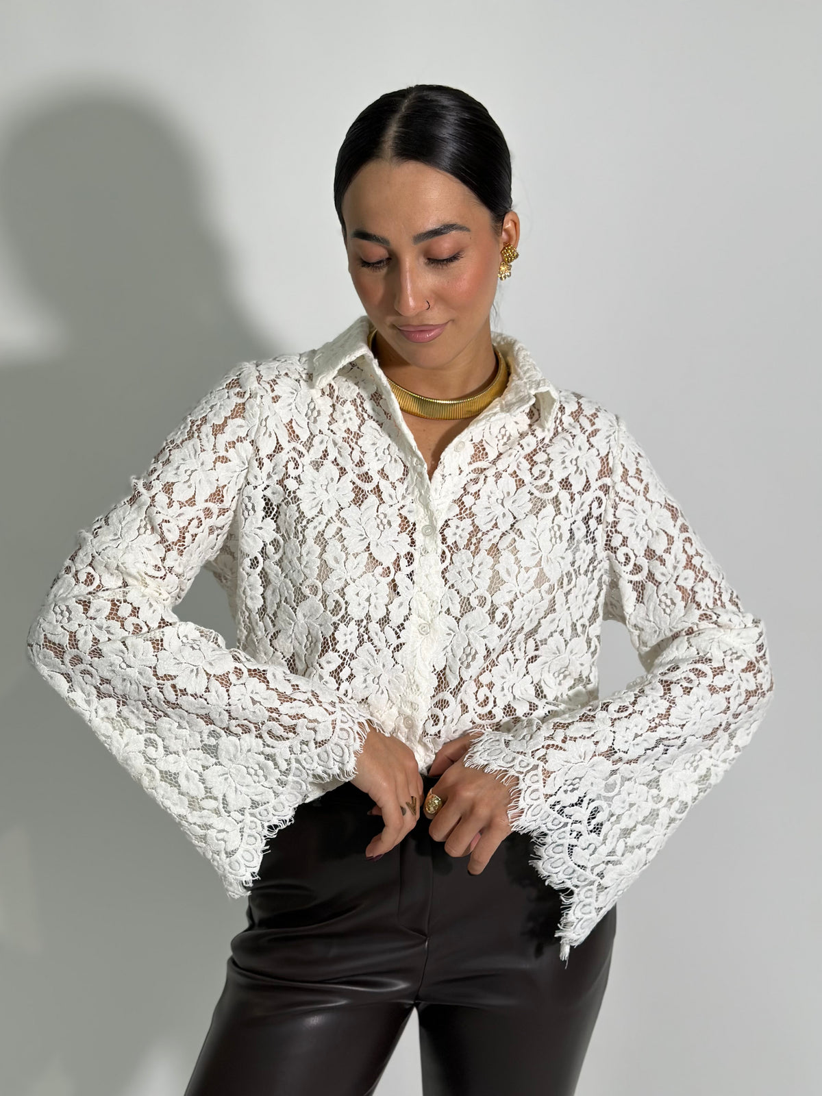 Camicia pizzo floccato 1519