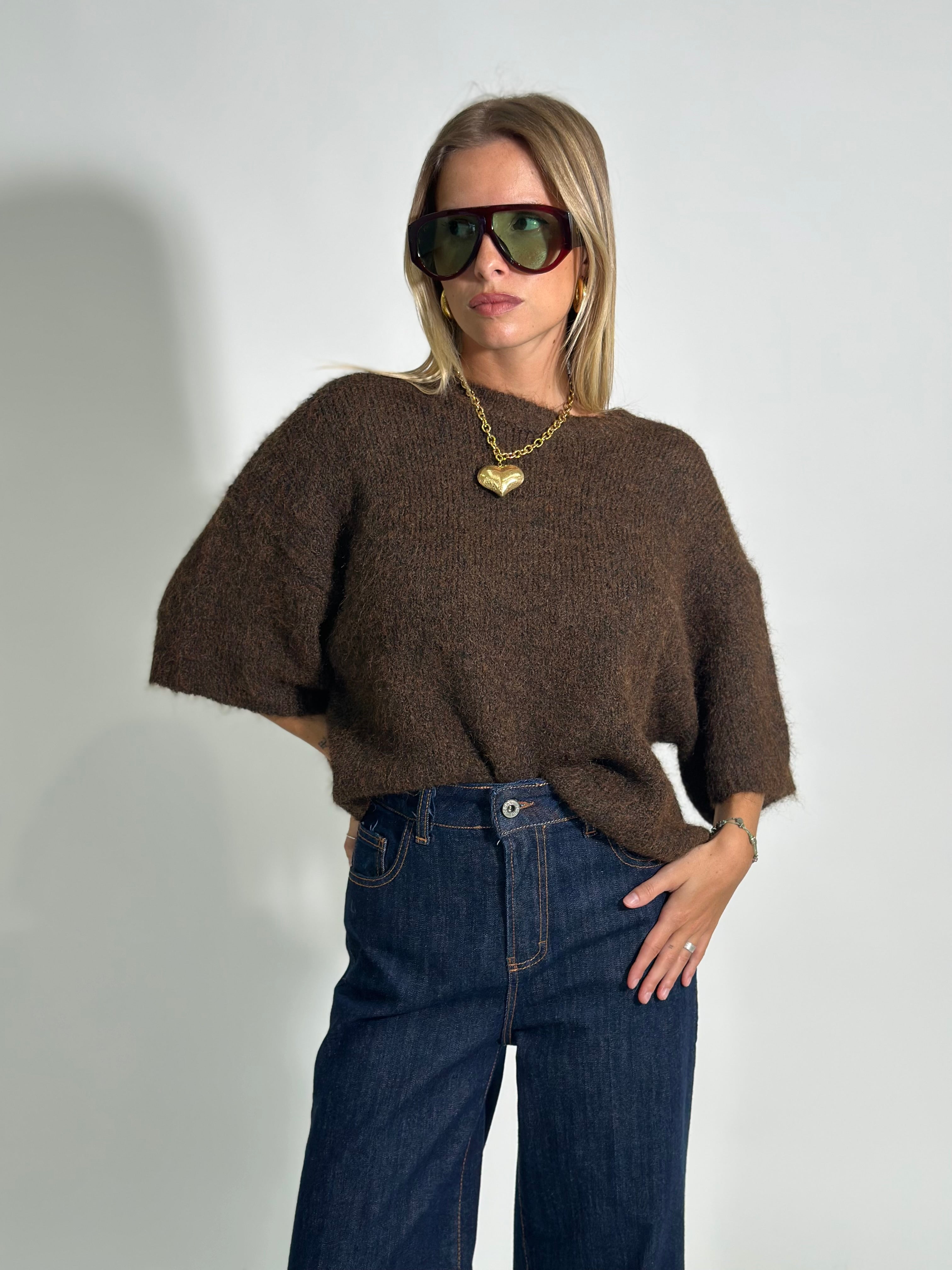 Maglia mohair 28168 MARRONE