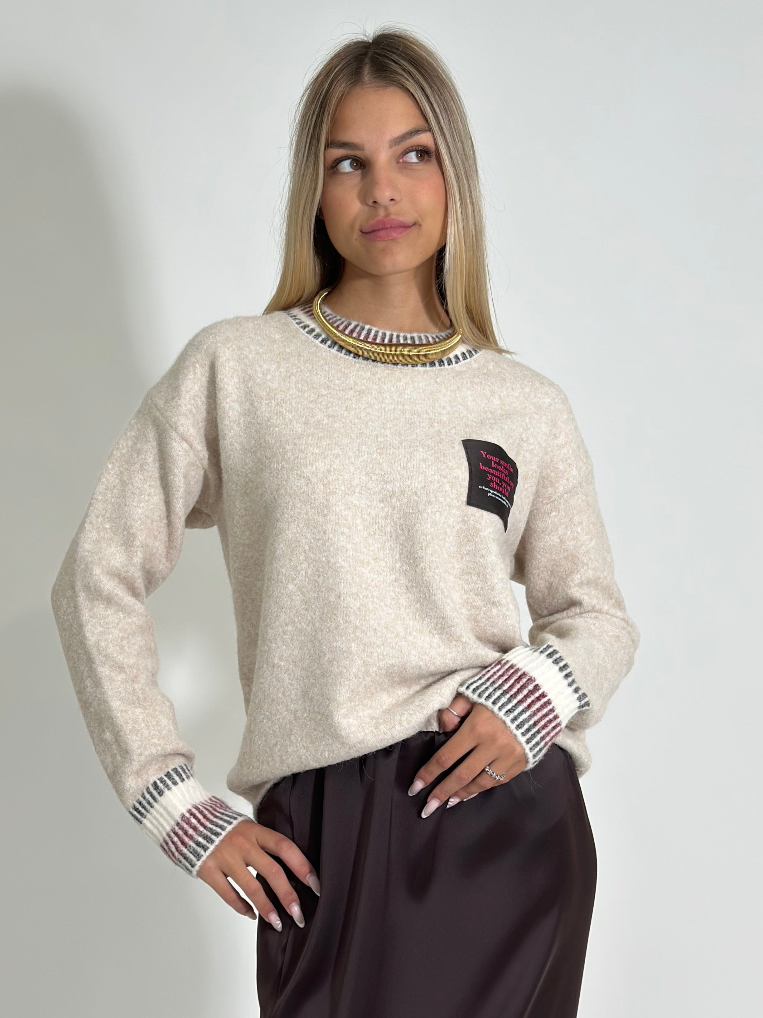 Maglia soft intarsio 4982526 BEIGE