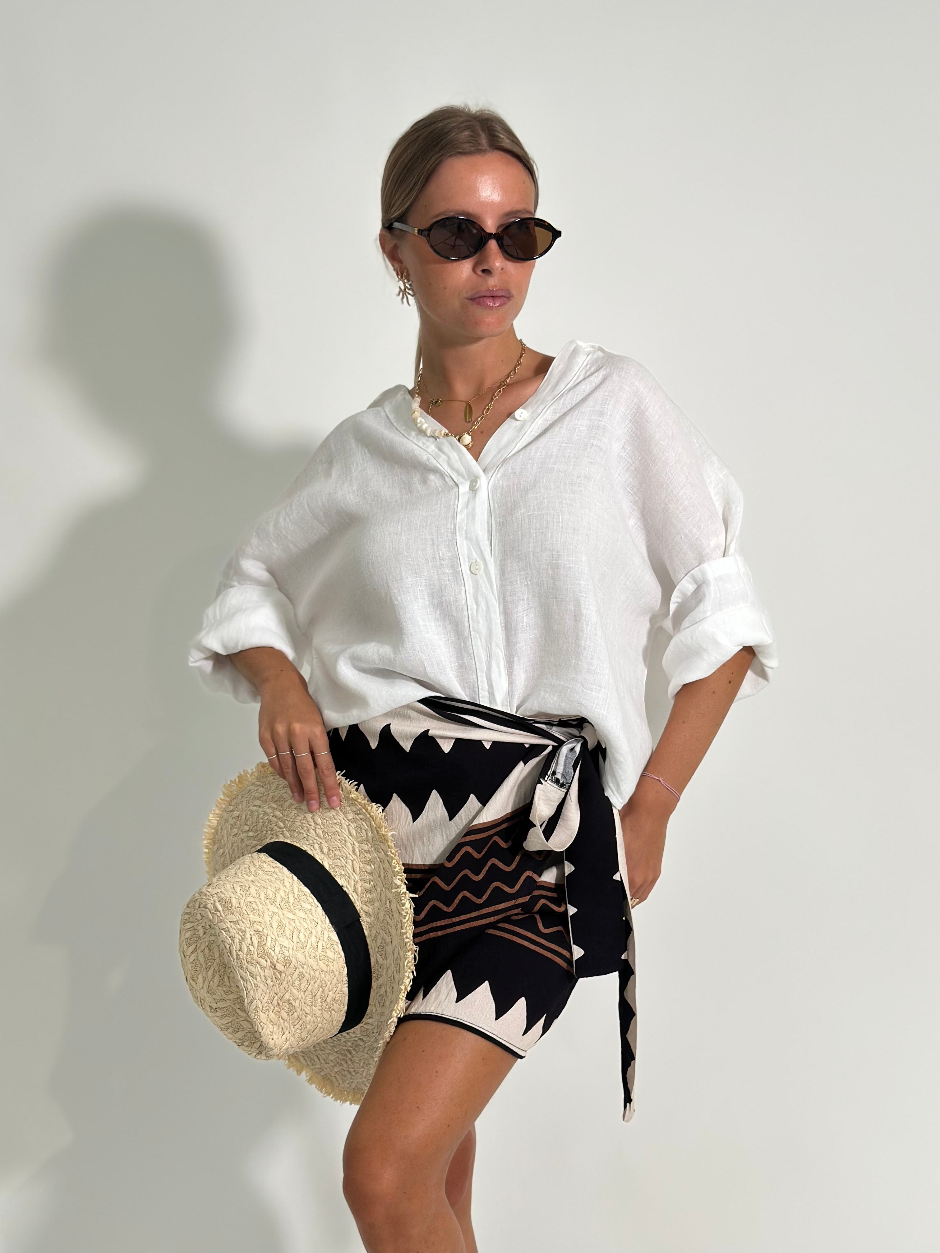 Camicia lino over 89303 BIANCO