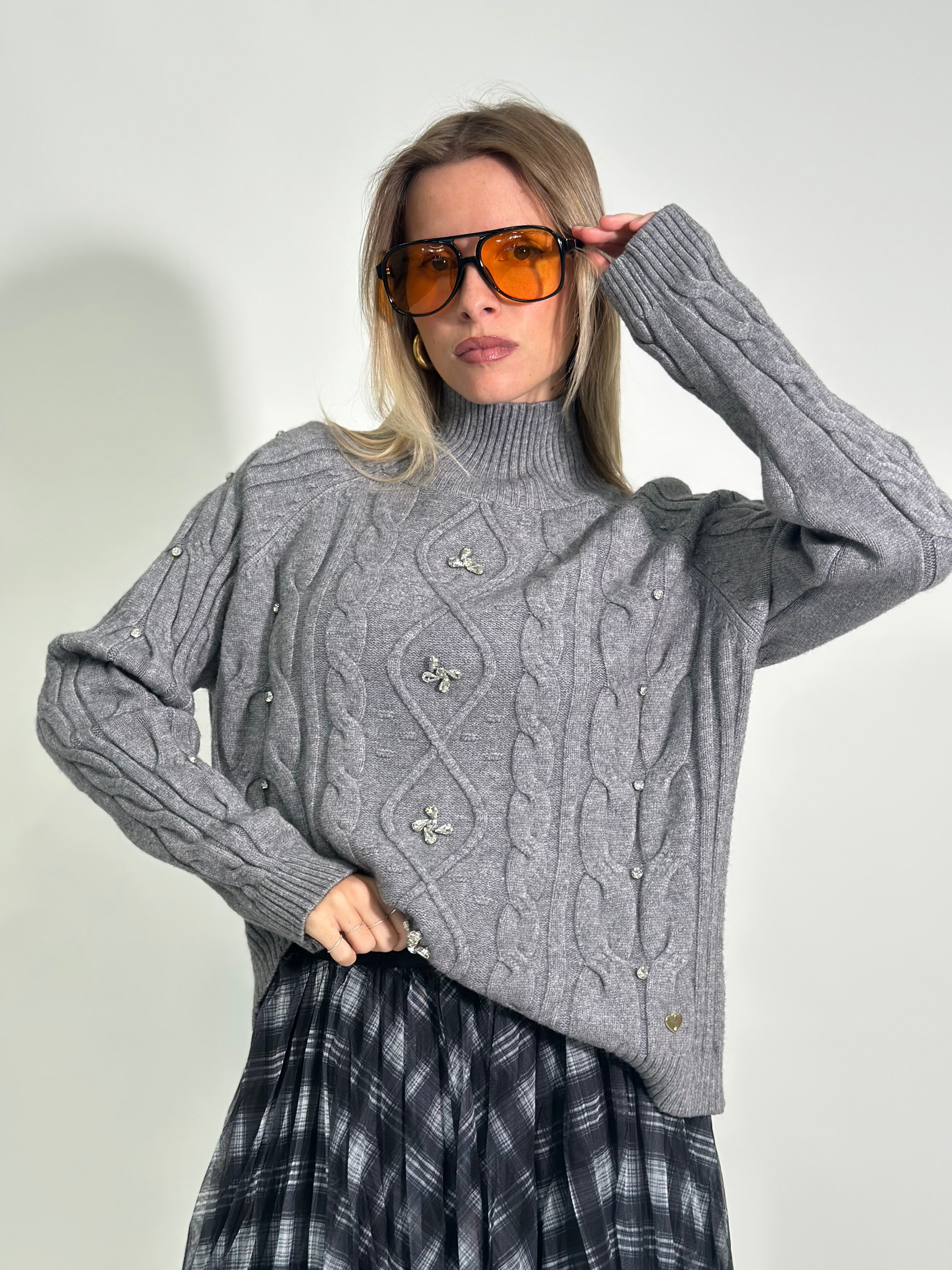 Maglia strass J28080 GRIGIO