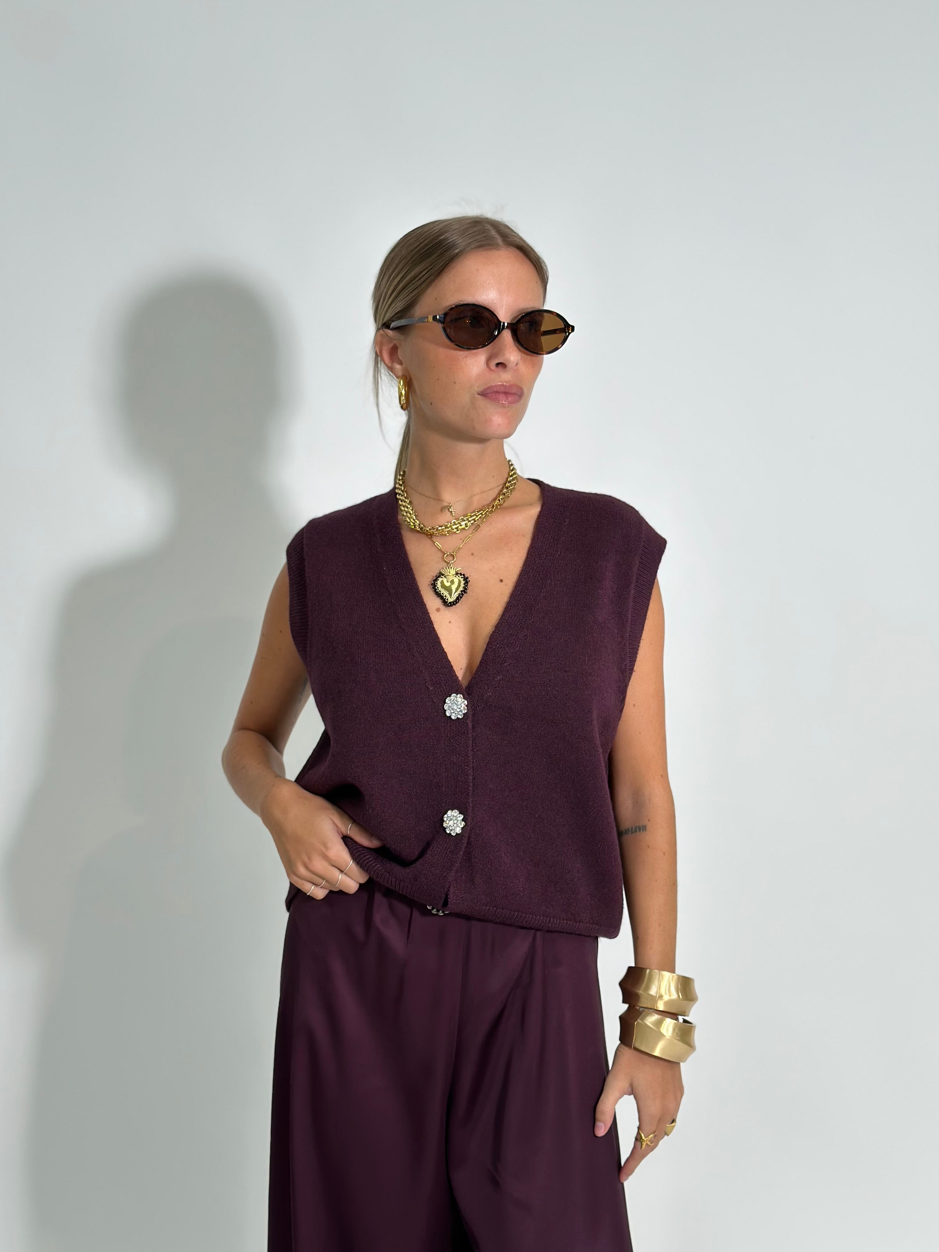 Gilet gioiello H5666 BORDO'