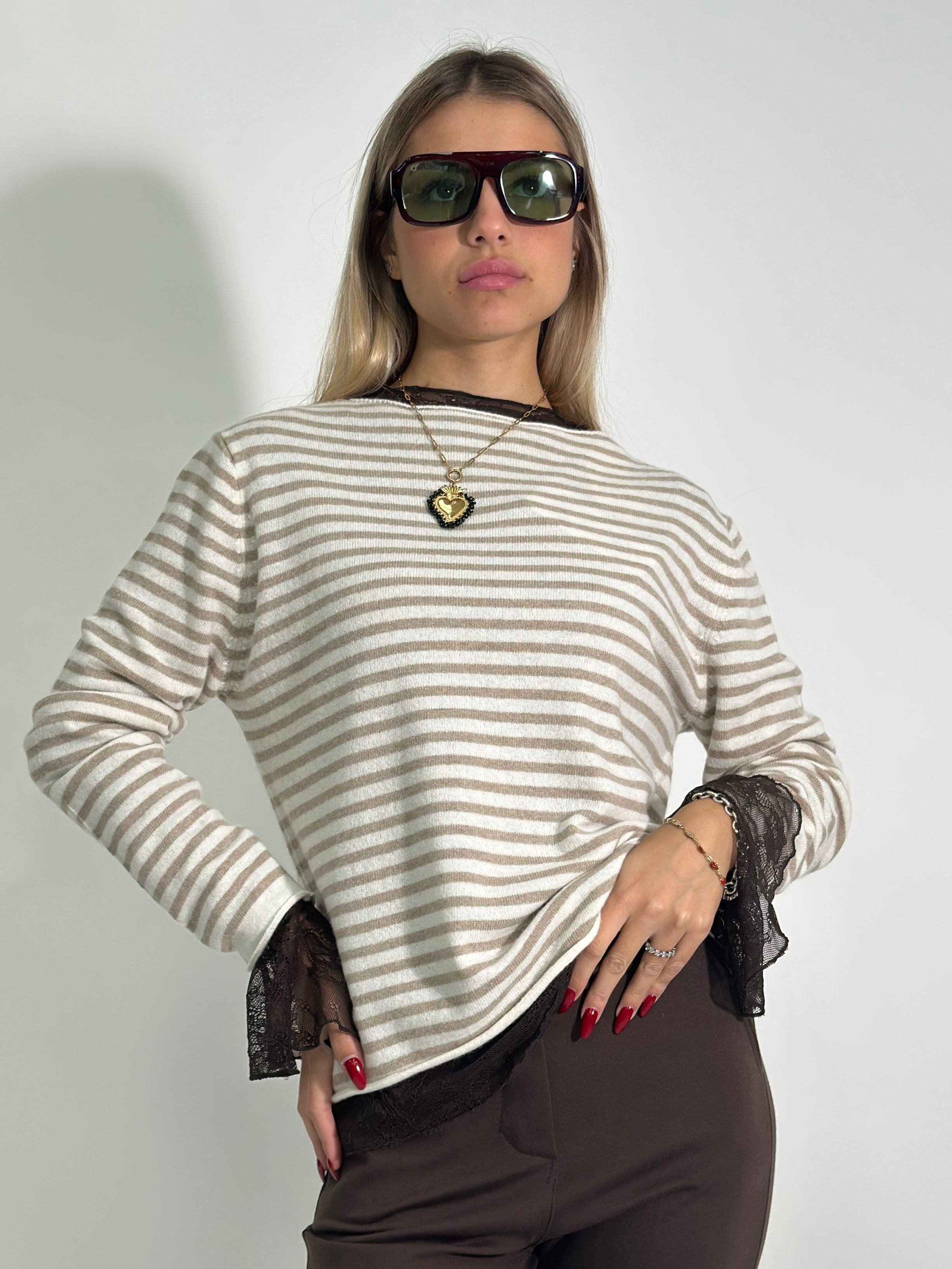 Maglia cashmere blend 6631 BEIGE