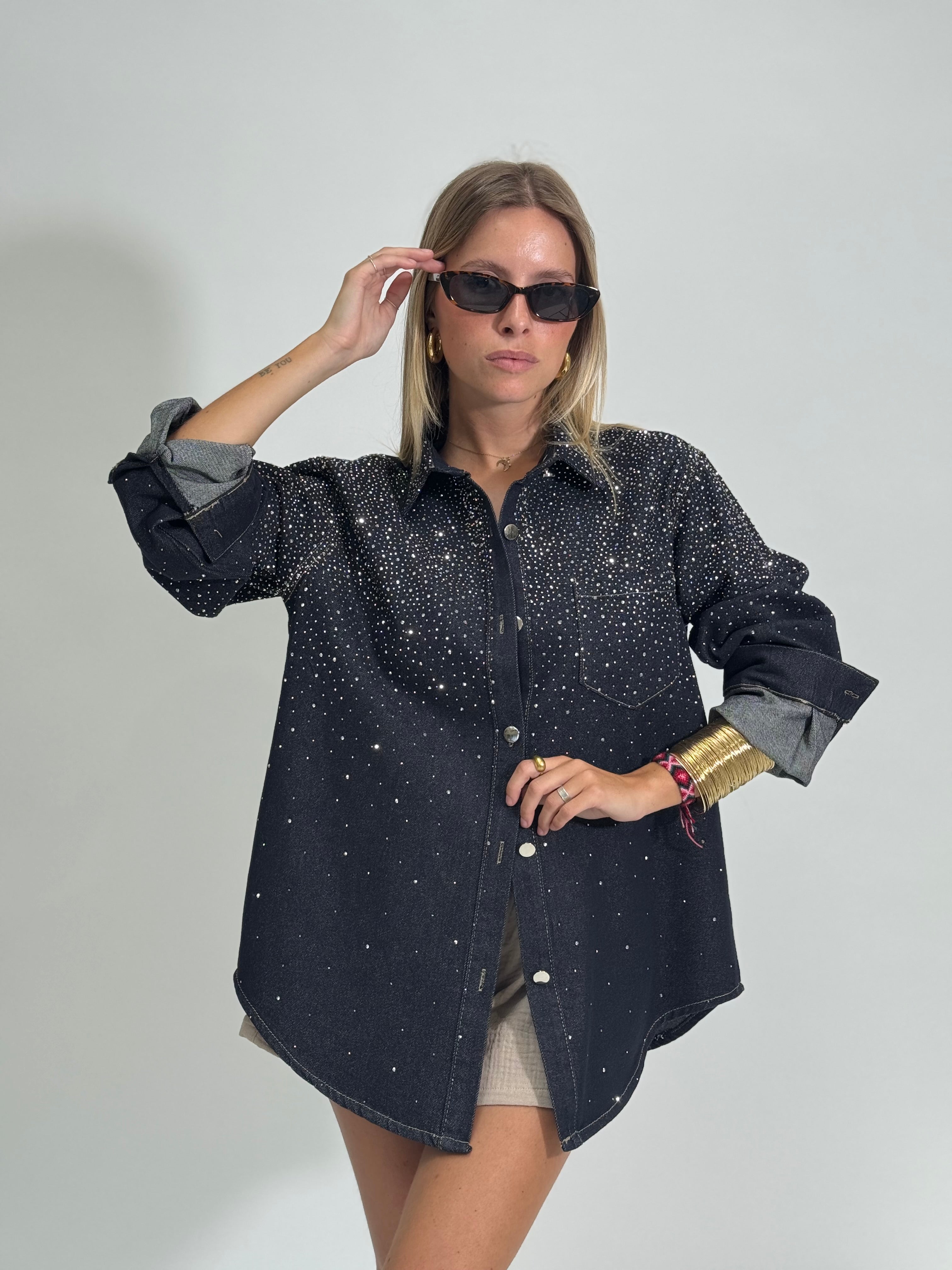 Giacca denim micro strass 2502