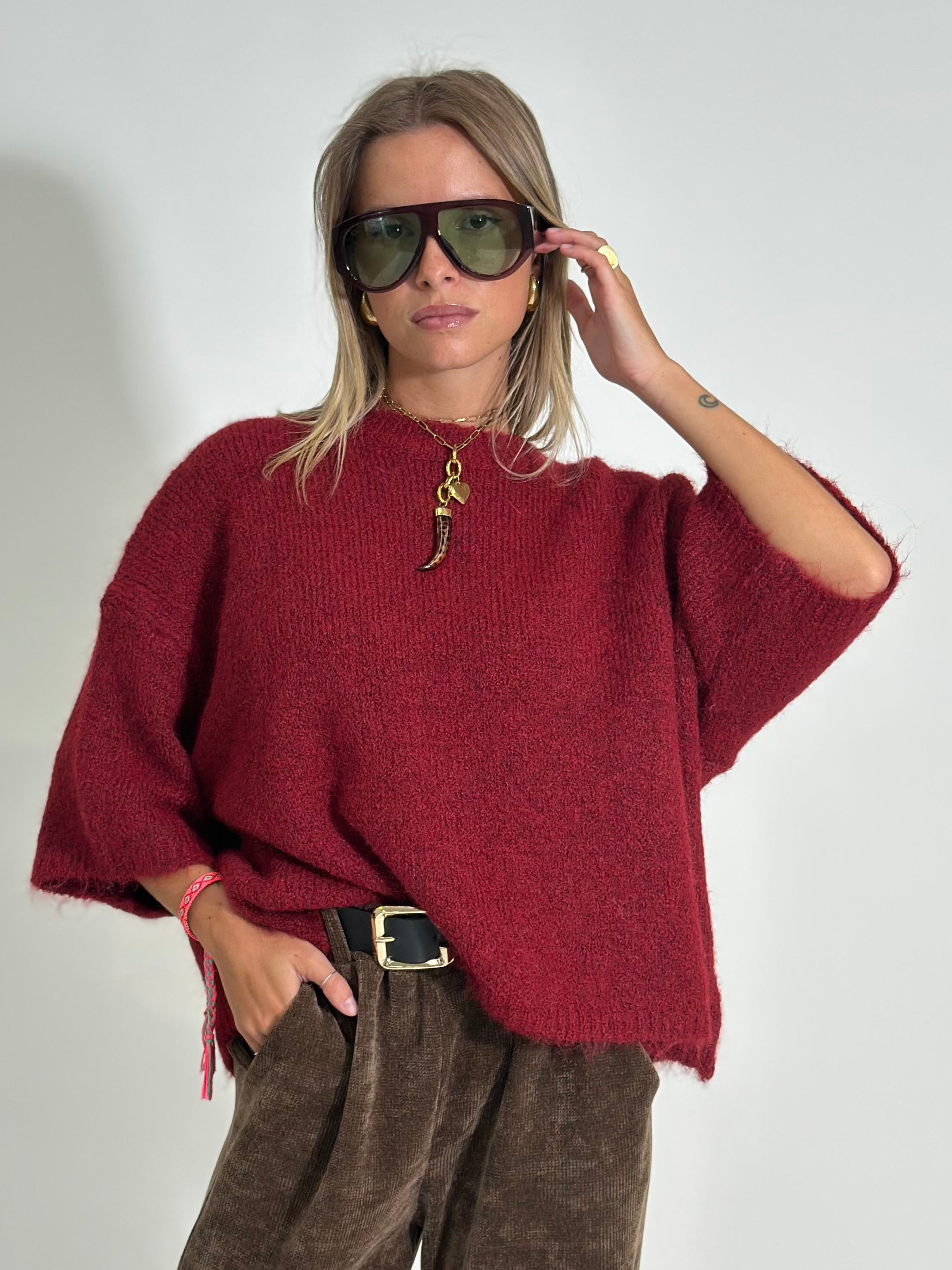 Maglia scatoletta A25179 BURGUNDY