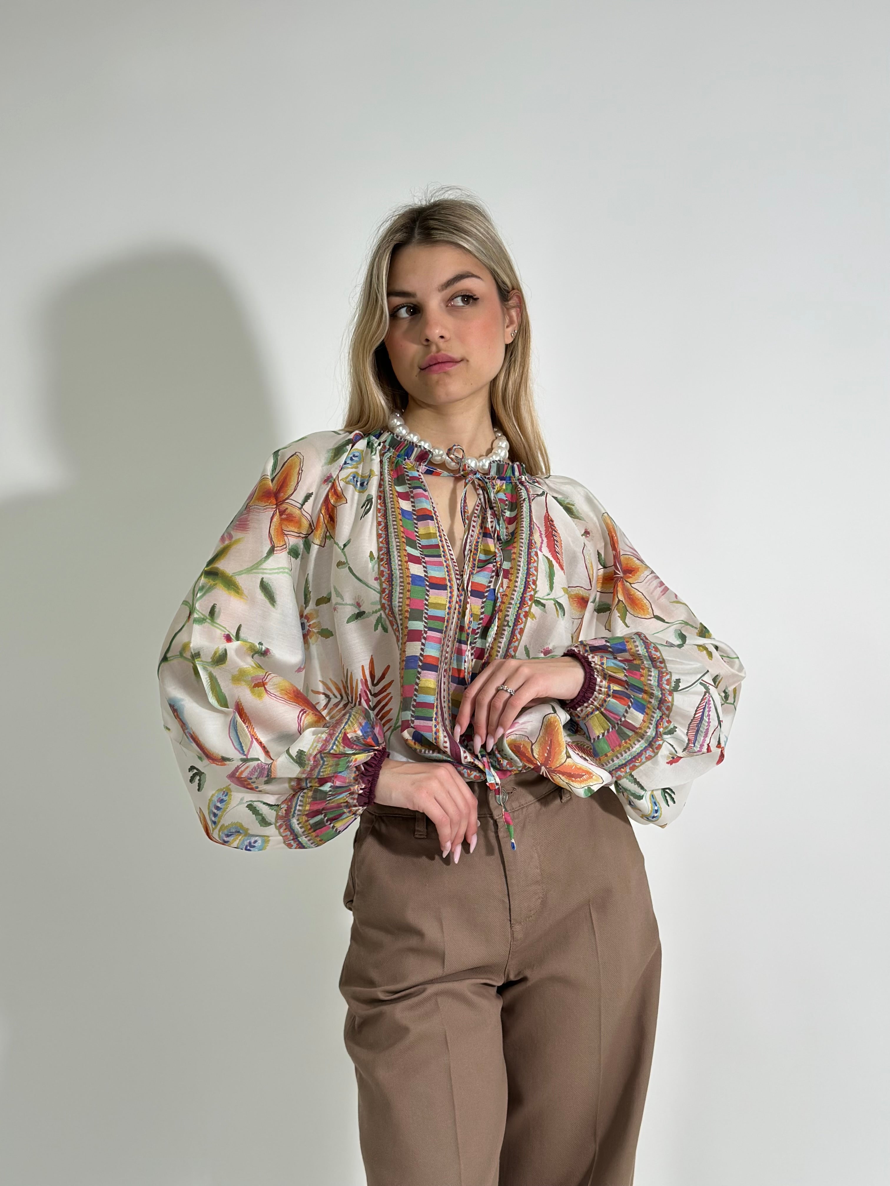 Camicia over fiori R01796