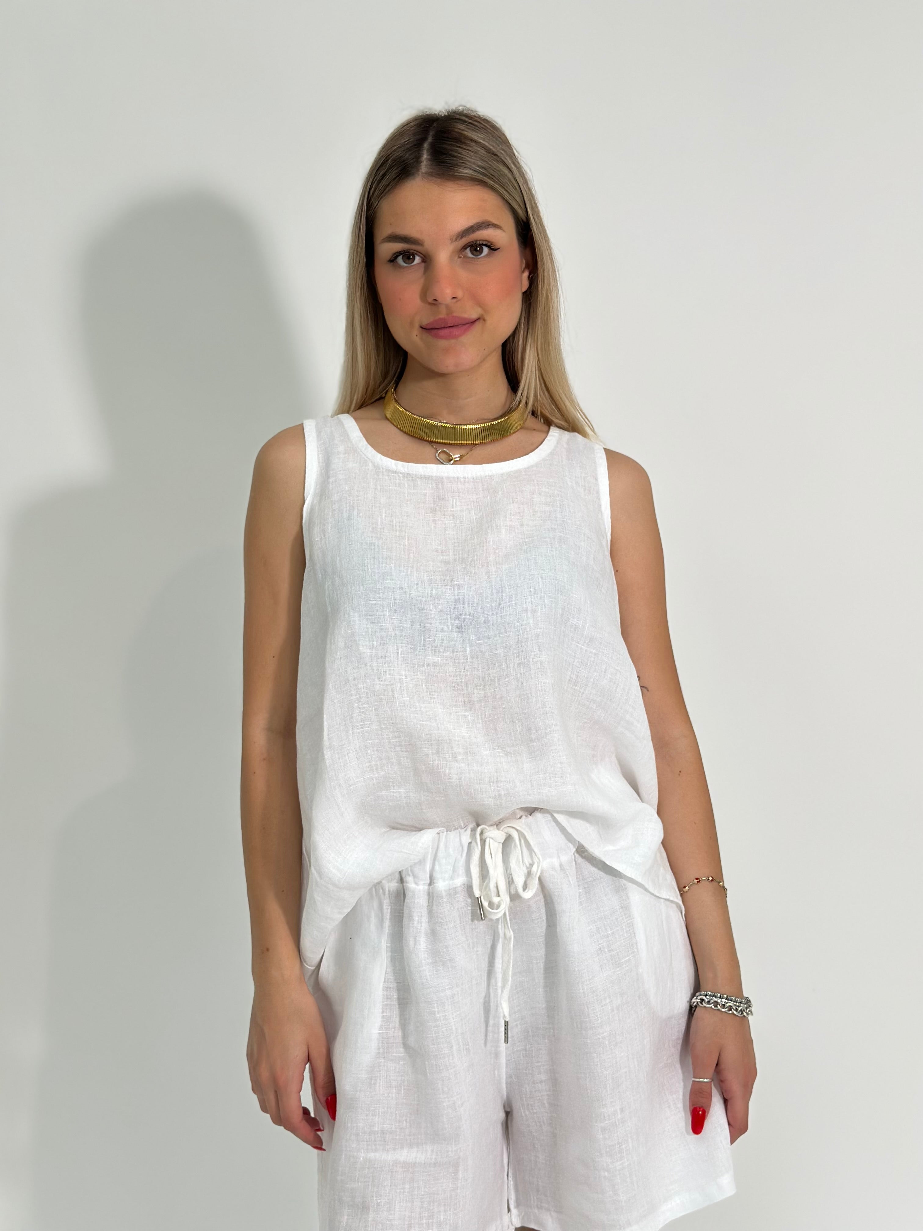 Canotta lino bottoni 89225