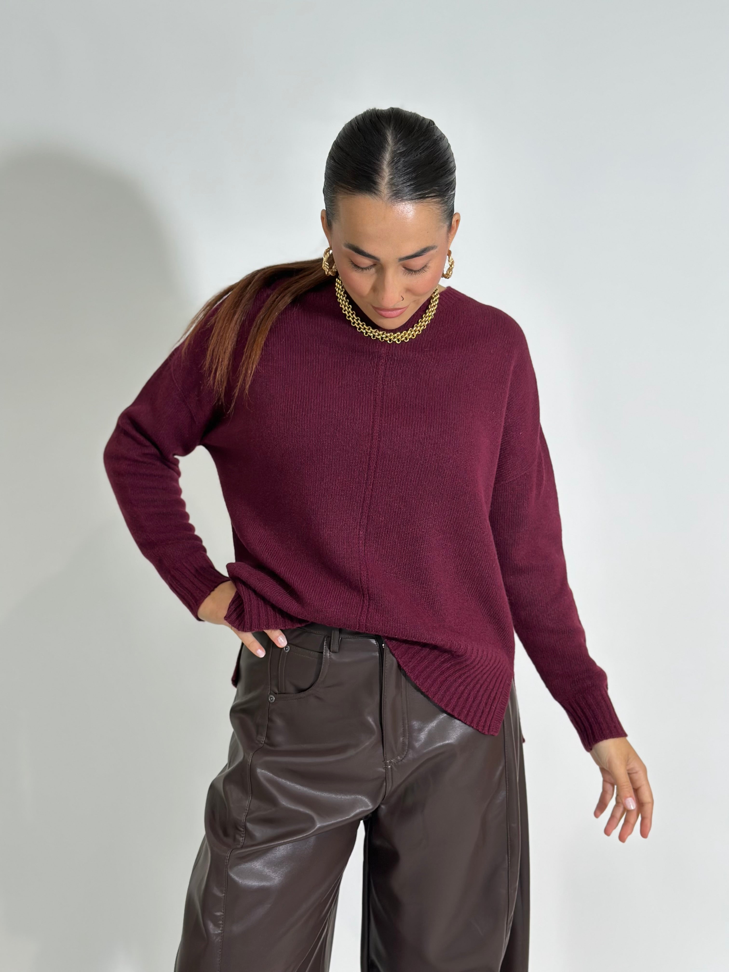 Maglia Cashmere Blend 6616 BURGUNDY