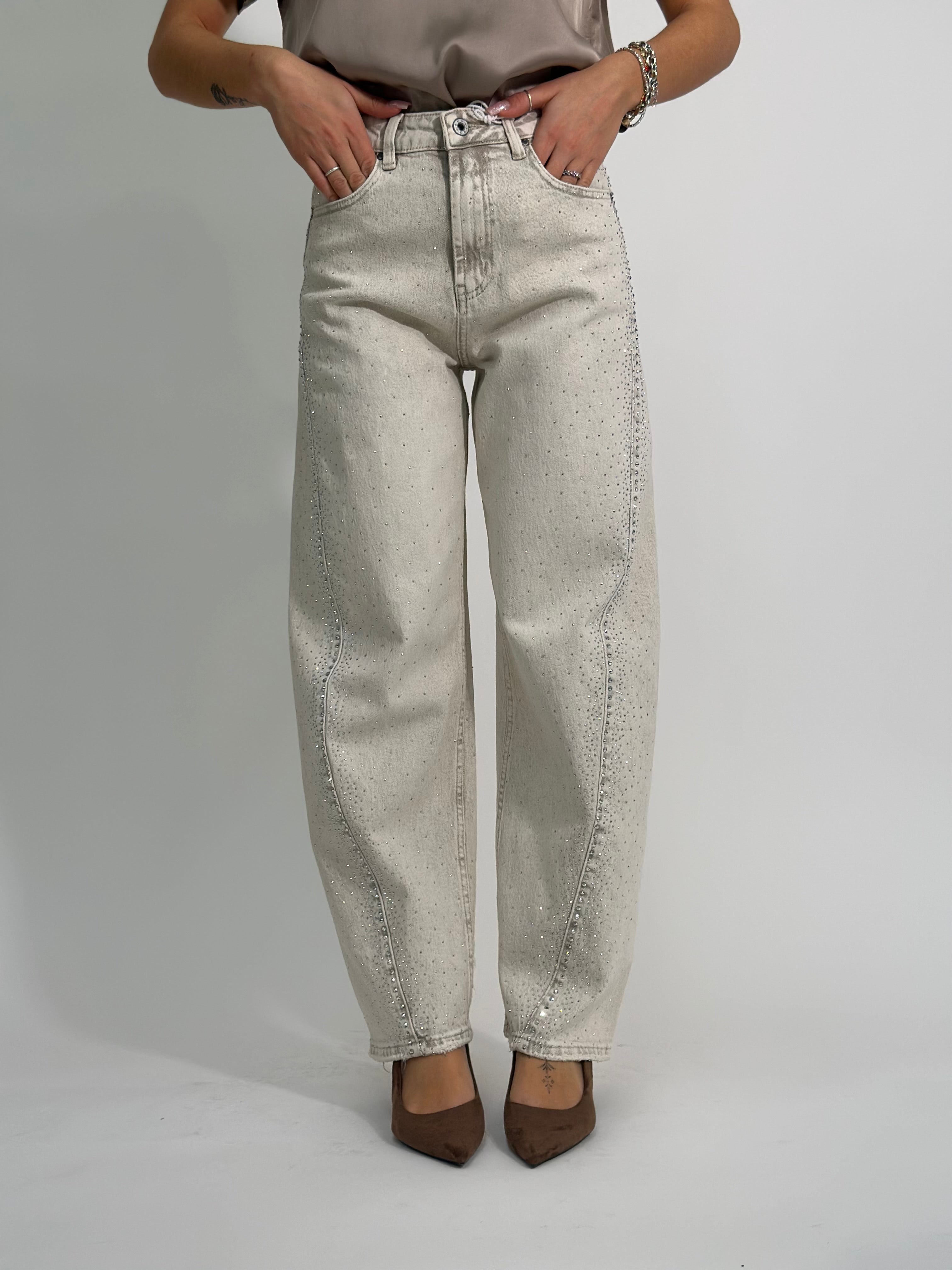 Jeans baloon borchie 5113 sabbia