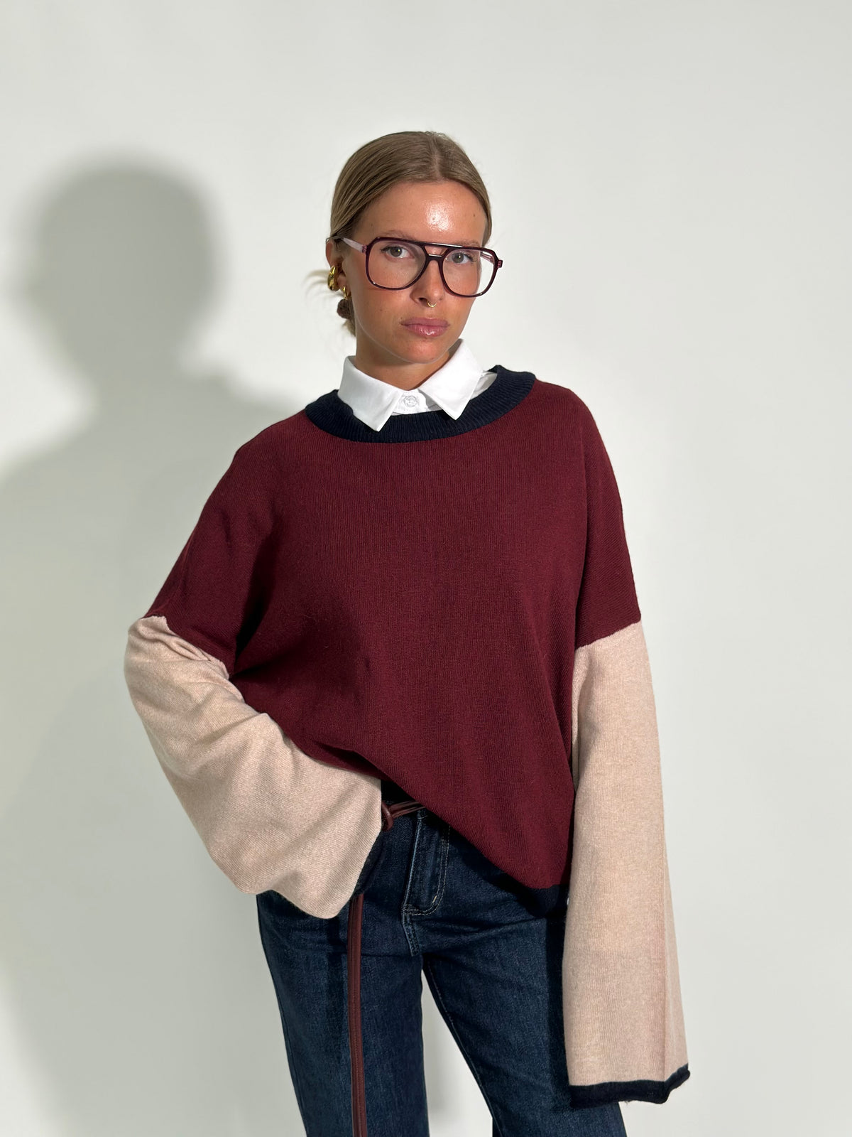 Cashmere blend tricolore 16091 BORDO'