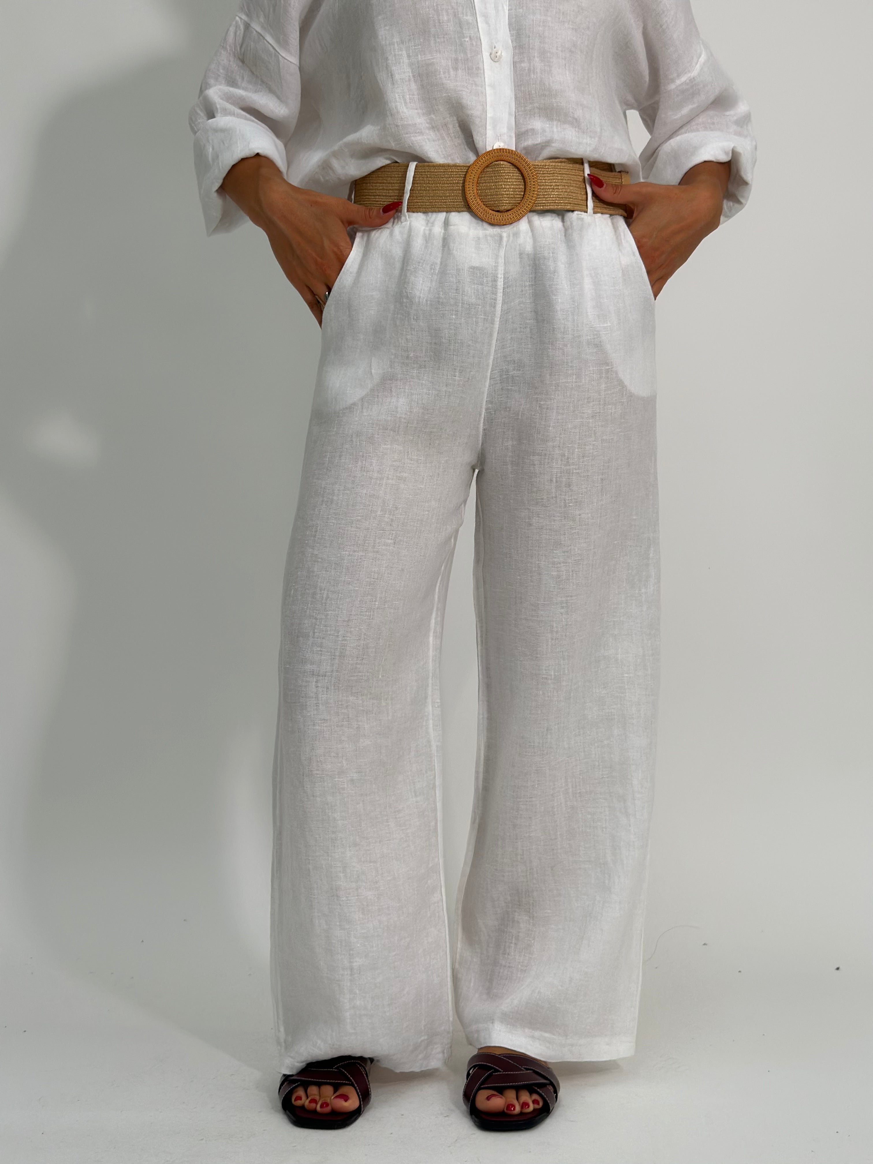 Pantalone lino cintura 22525