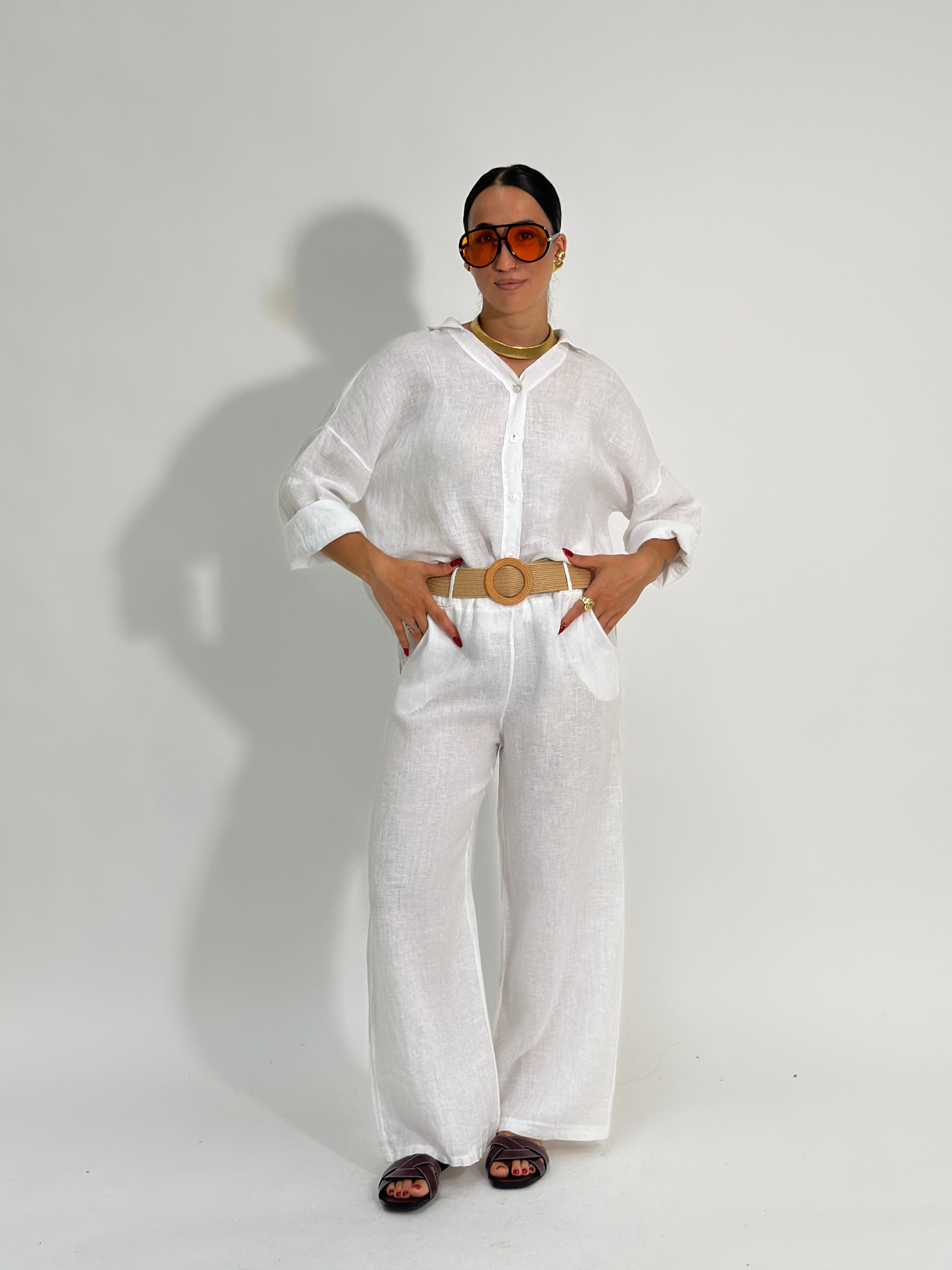 Pantalone lino cintura 22525