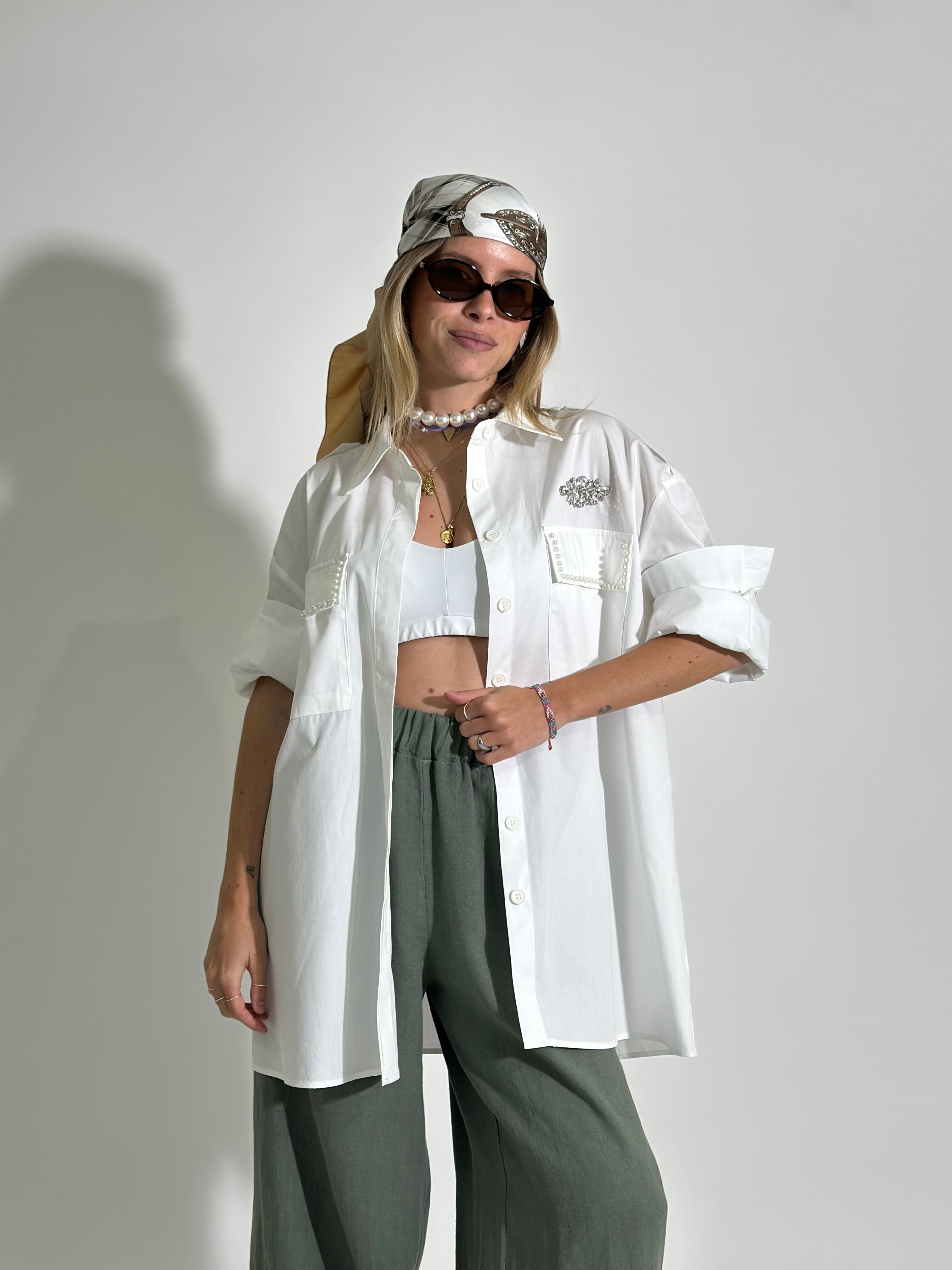 Camicia sahariana AL006 BIANCO