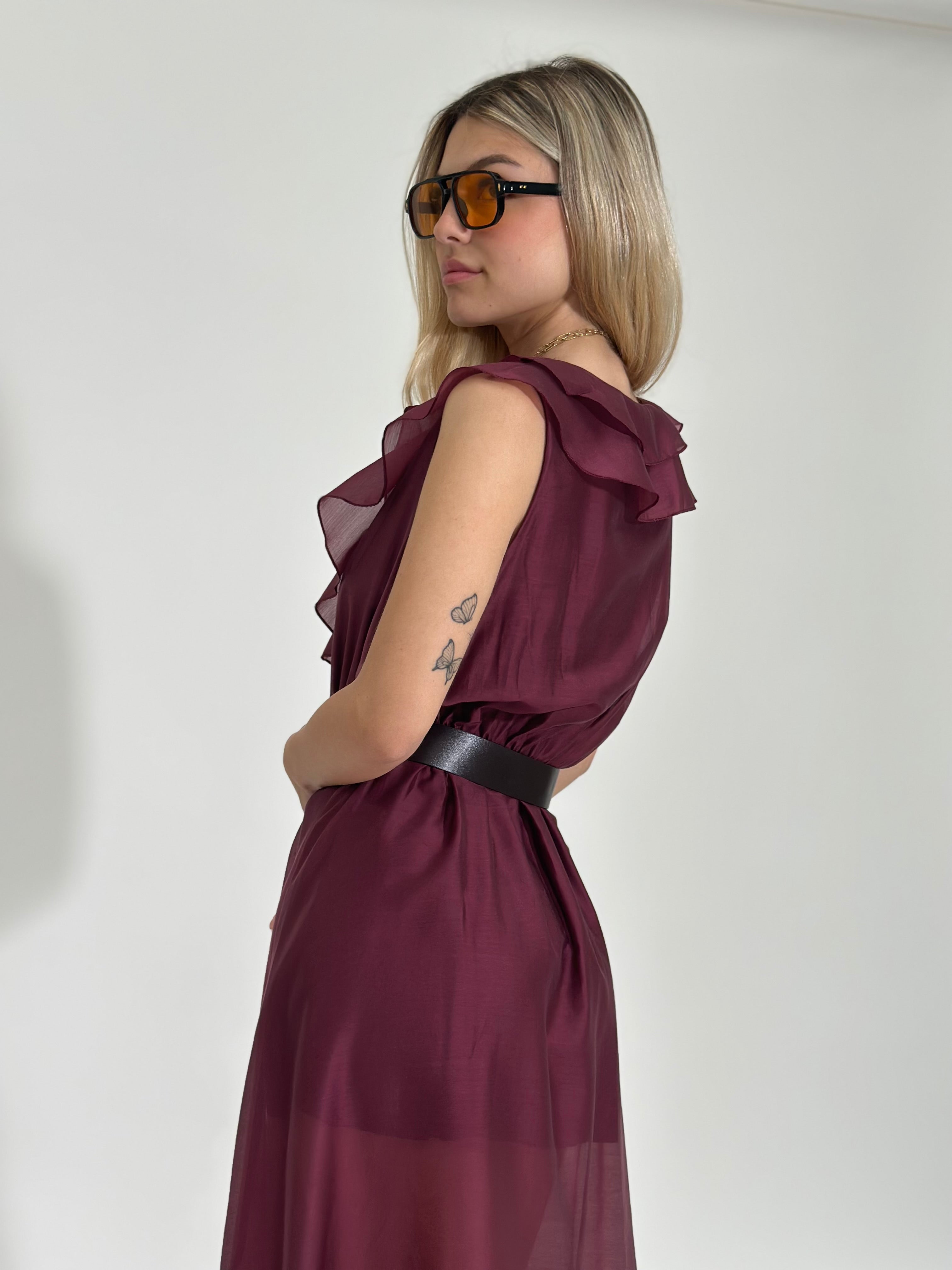 Abito tencel 27368 BORDO'