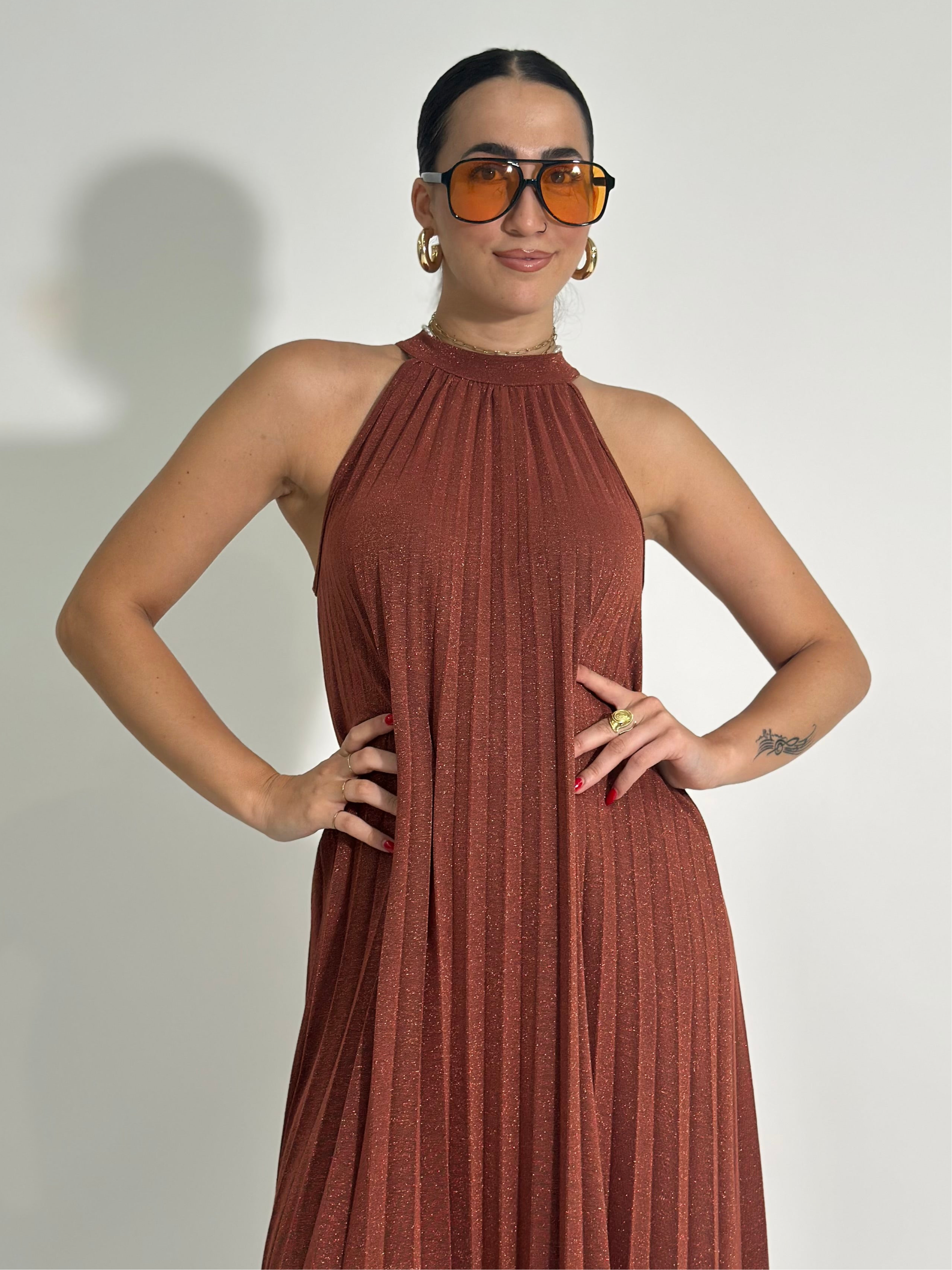 Abito lurex 1372U MATTONE