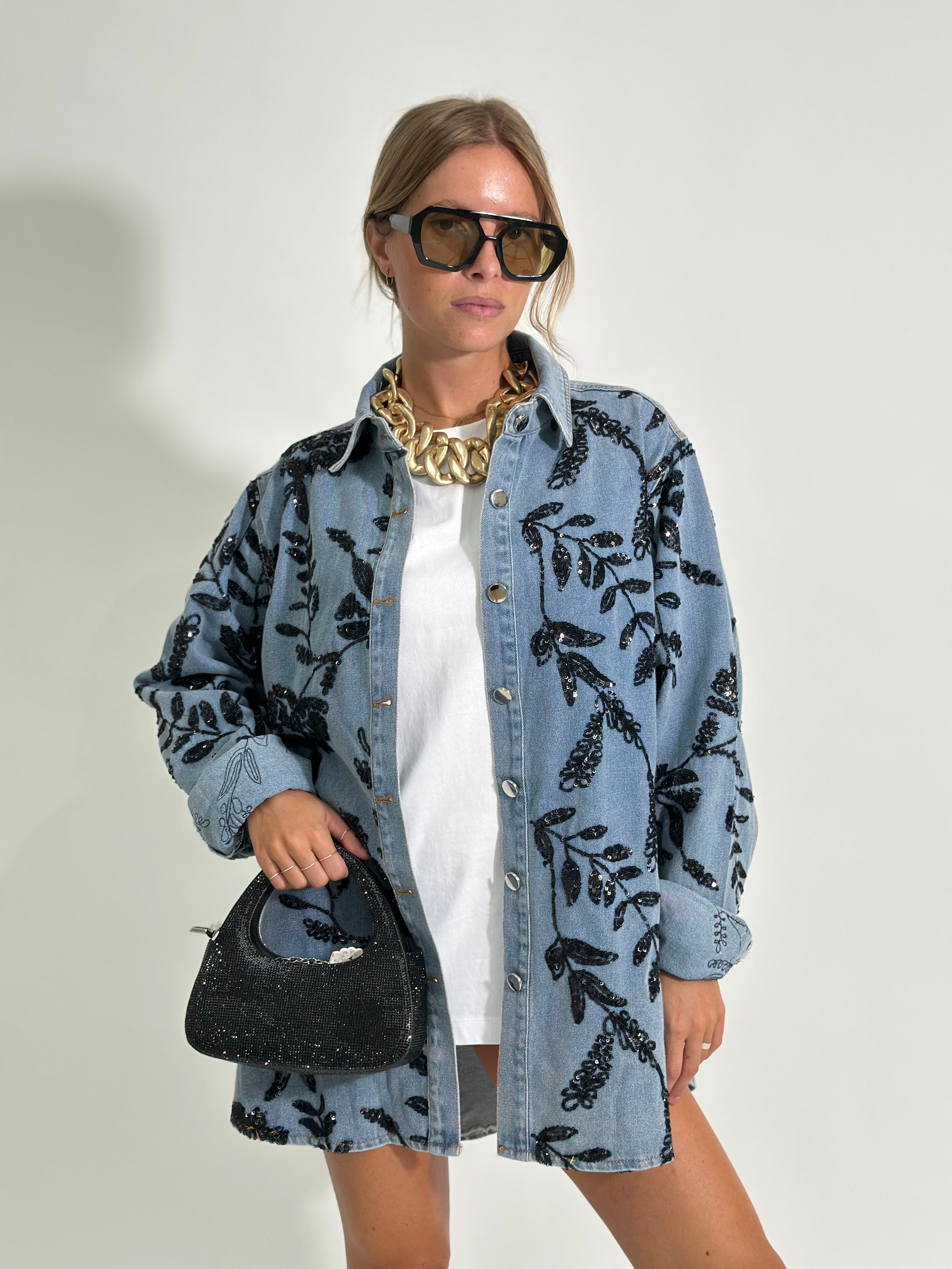 Giacca denim paillettes 1258