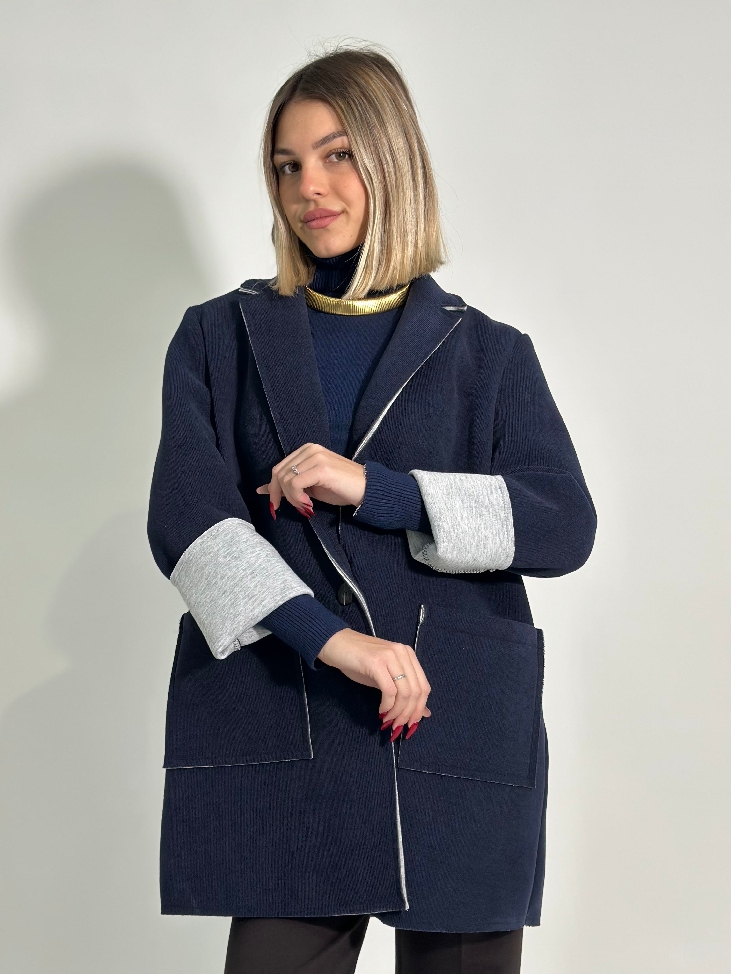 Giacca lunga trilobata 25757 BLU