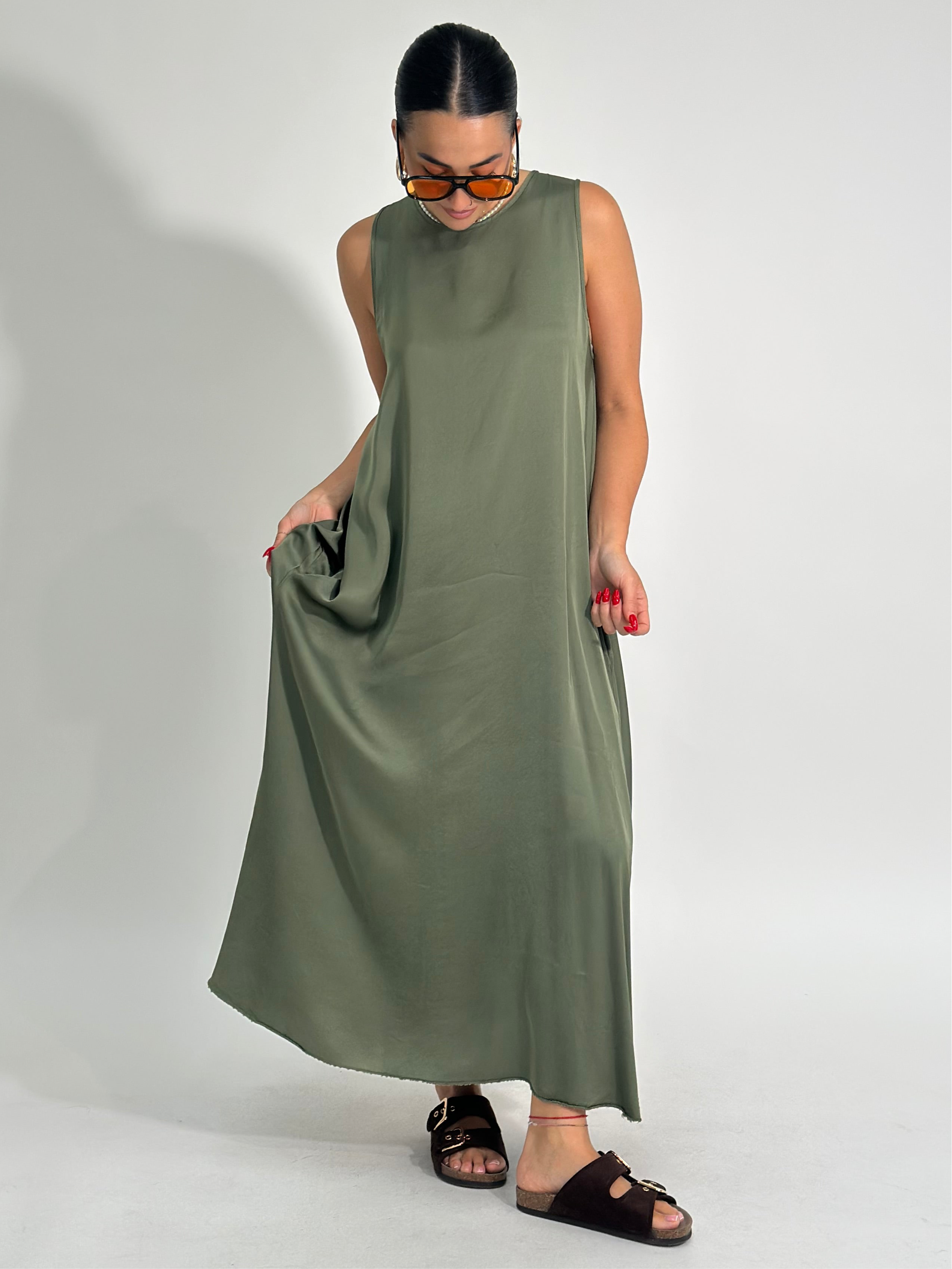 Abito satin 9438 VERDE
